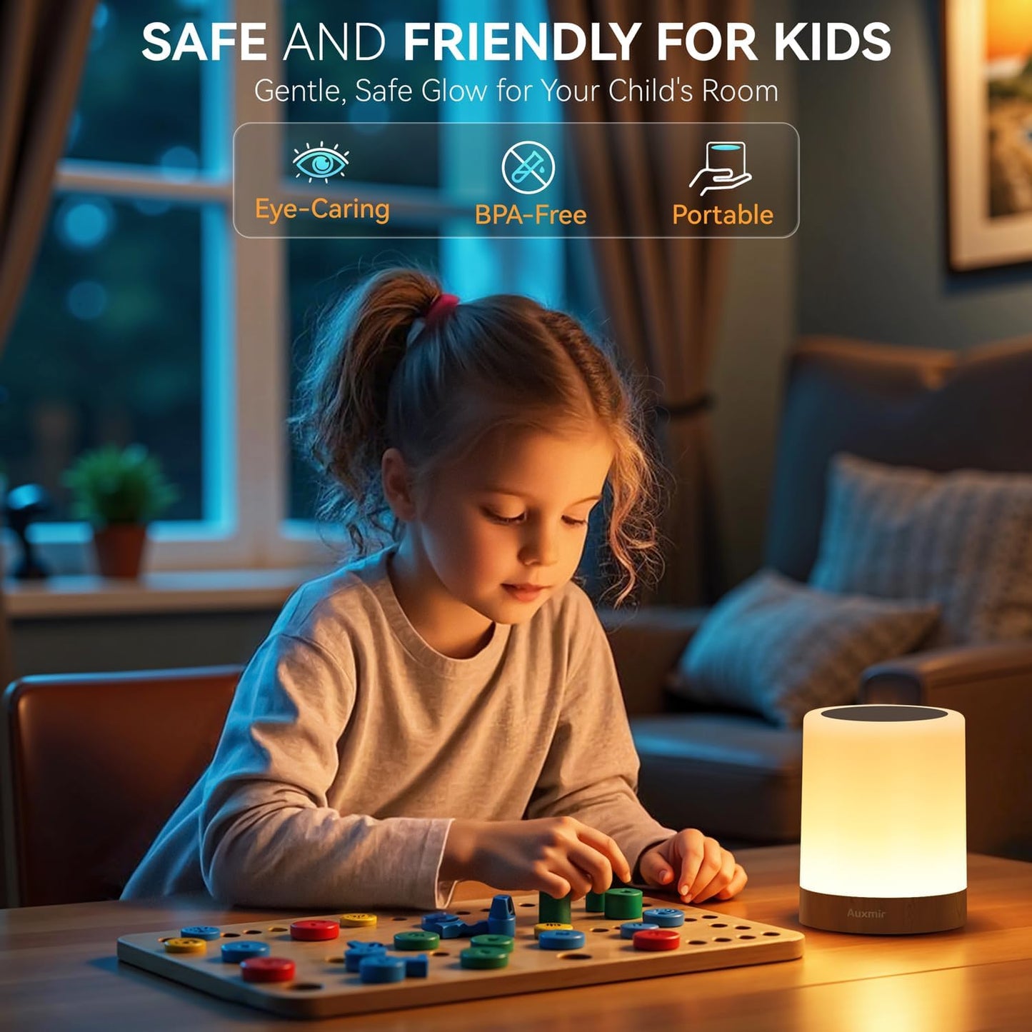 LED Night Light Bedside Lamp Touch and Remote Control Dimmable Tabletop 13 Colors Changing 5 Brightness Adjustable Rechargeable Portable Lamp for Baby Kids Bedroom Living Room Outdoor Camping