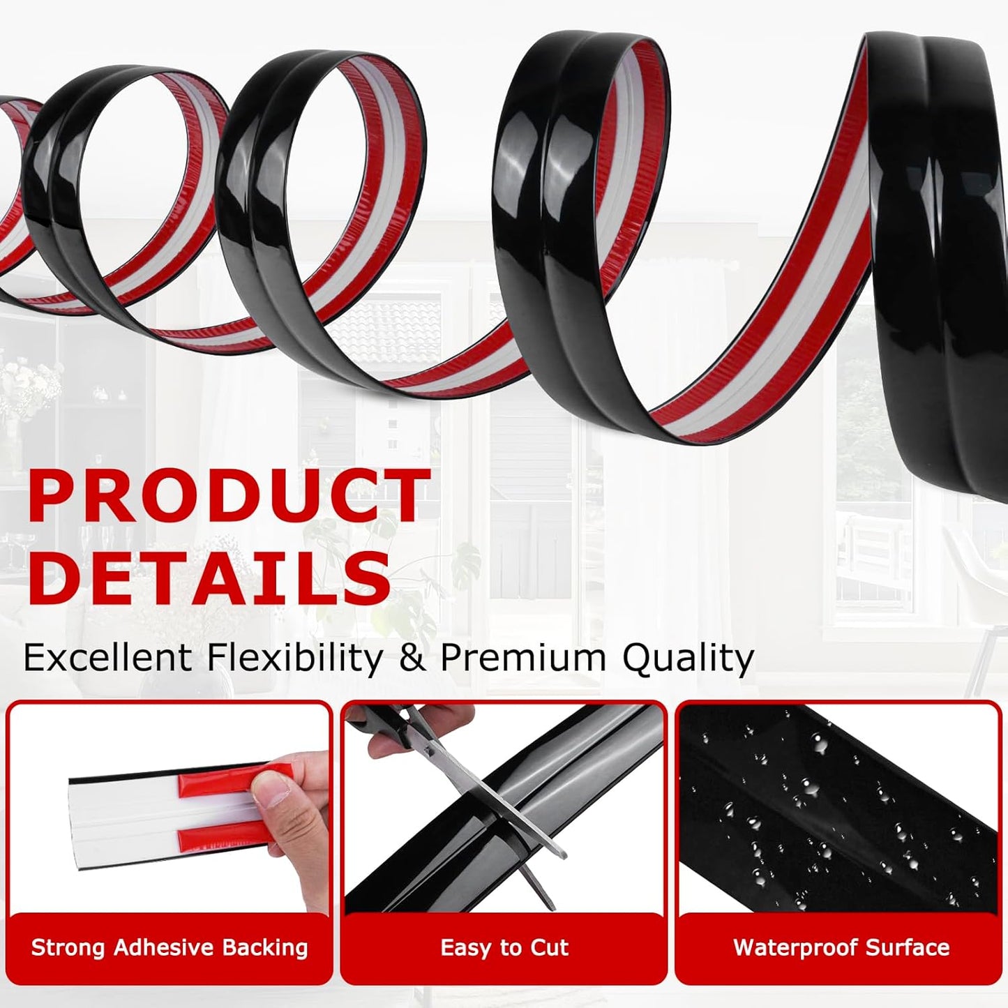 Flexible Wall Corner Protector Moulding Trim Peel and Stick Wall Corner Guards Edge Protector Self Adhesive Molding Trim Strip for Edge Ceiling (Black, 0.8 in x 40 Ft)