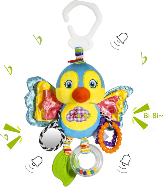 Baby Stroller and Car Seat Toys for Infant - Hanging Rattle Teether Clip on Soft Plush Baby Toys for Boys and Girls 3-12 Months