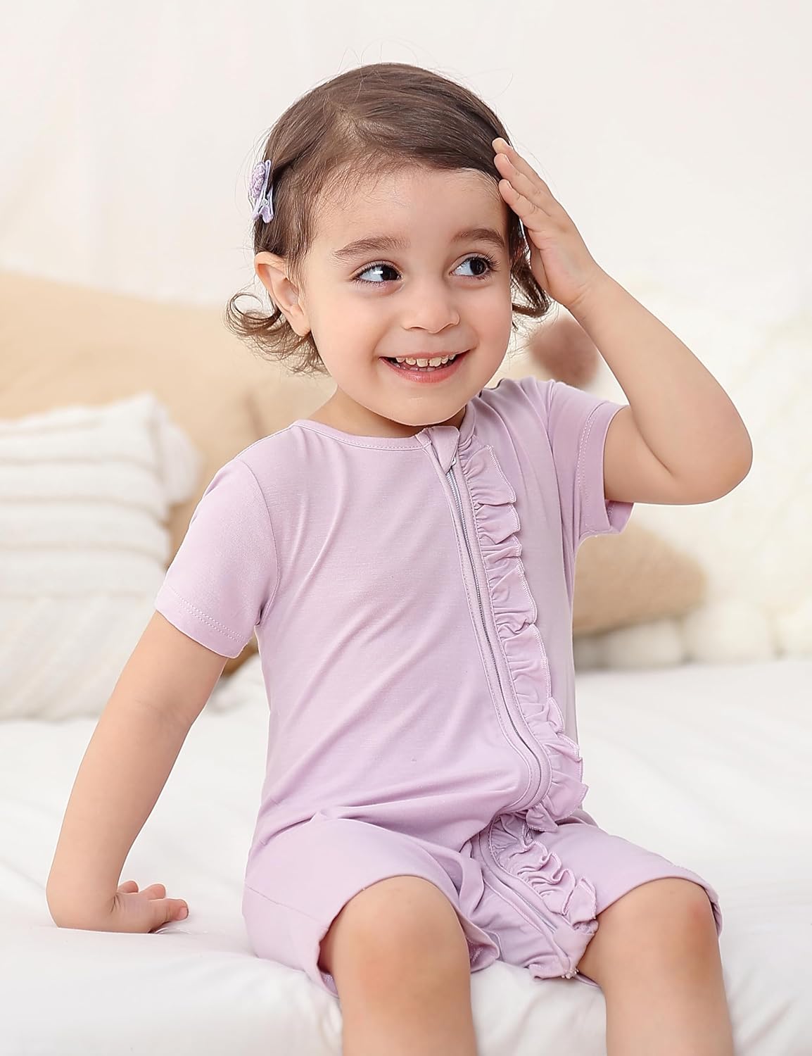 JunNeng Baby 2 Pack Rayon of Bamboo Romper Sleeper 2 Way Zipper Short Sleeve Jumpsuit Zipper Footless One-piece