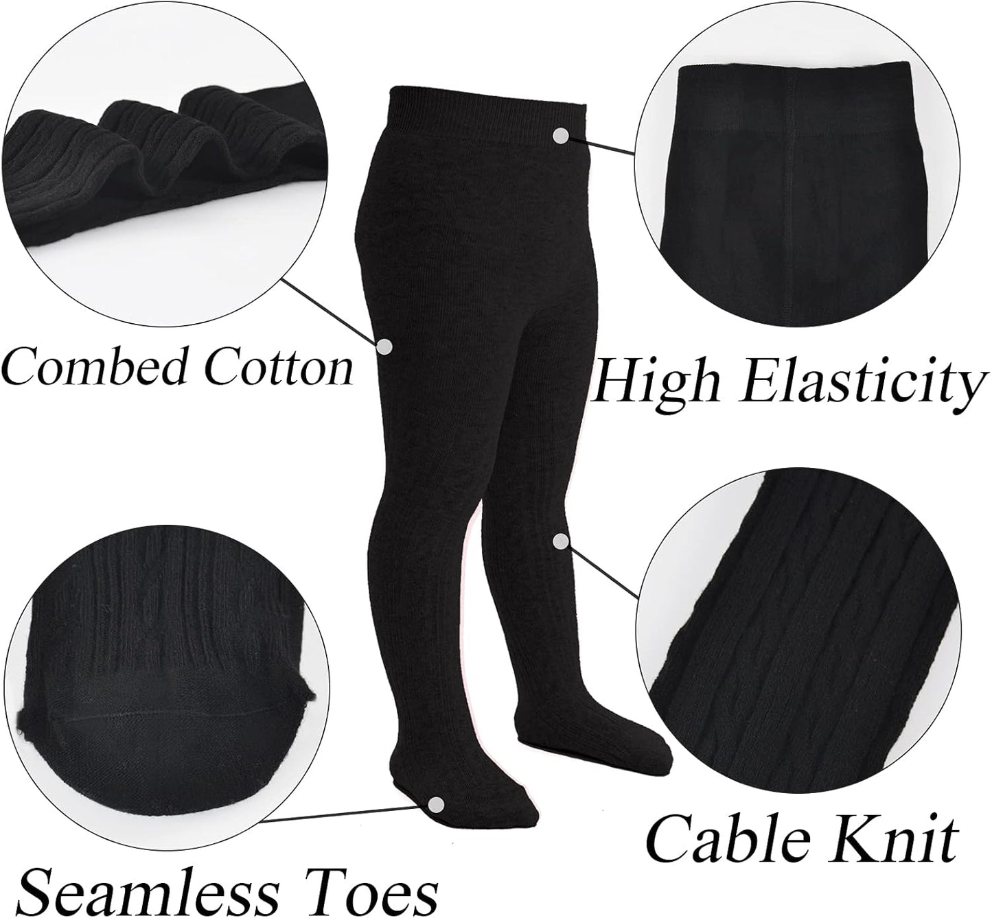 Mini angel Baby Tights Toddler Girl Tights Seamless Cable Knit Leggings Soft Cotton Stockings Pantyhose 3/4/5 Pack