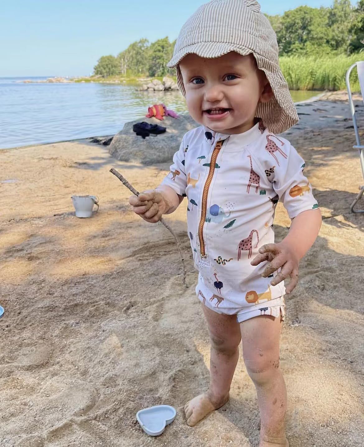 Boys One Piece Swimsuit Whale Dolphin Bathing Suit Zipper Rash Guard Kid Short Sleeve Swimwear Shark Beach Wear UPF50+