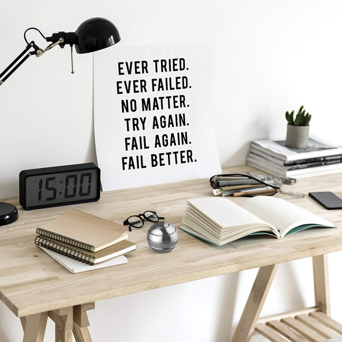 Kinetic Desk Toy,Optical Illusion Metal Fidget Spinning Ball,Office Executive Stress Relief Spinner Toys for Adults & Kids