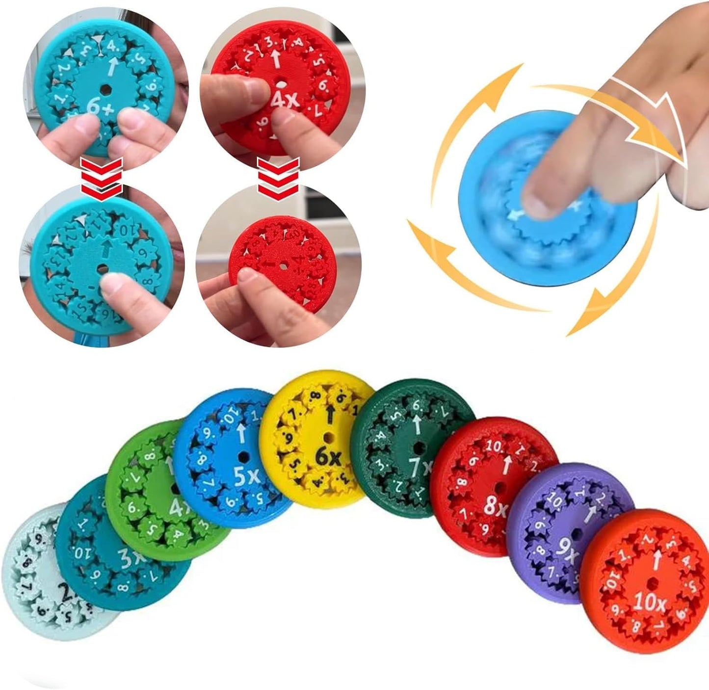 Math Fidget Spinners,Educational Math Fact Fidget Spinners - Learn Division & Multiplication - Perfect for Stimmers & Fidgeters (Add Or Subtract 9pcs)