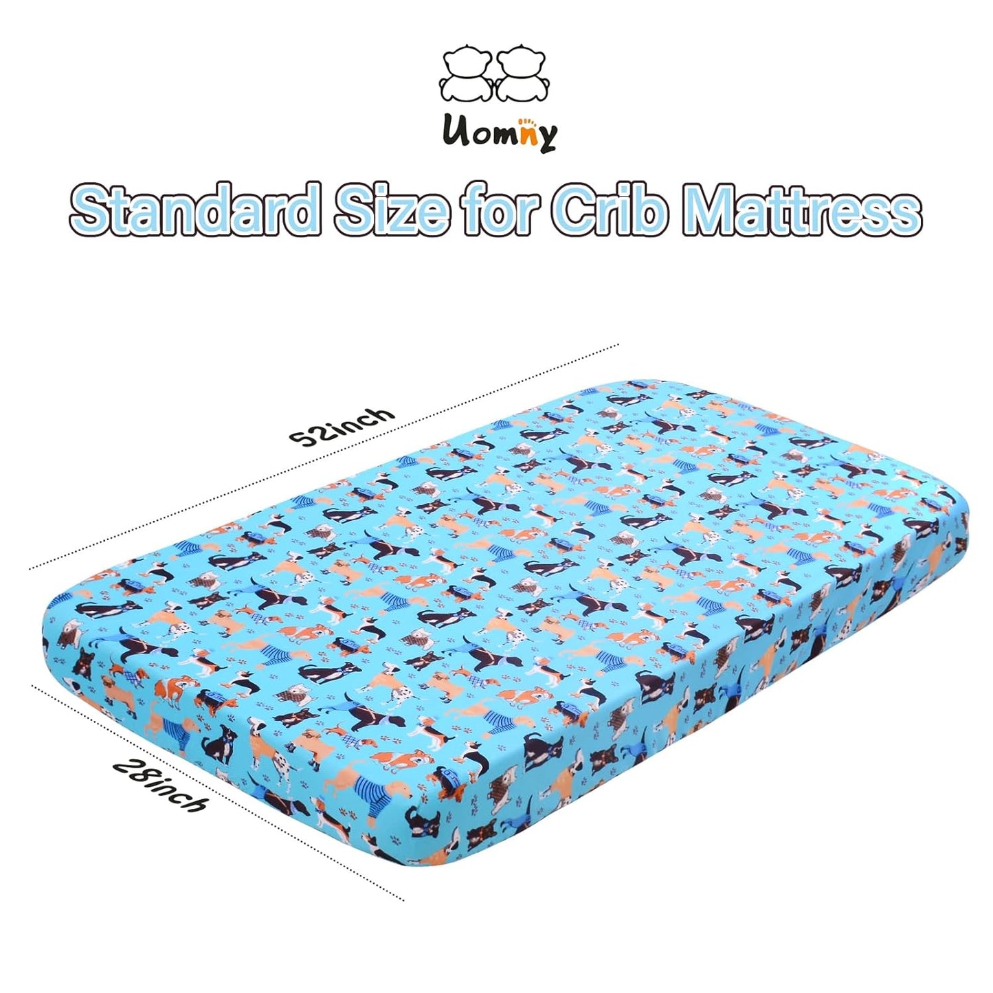 Crib Sheet - Fitted Crib Sheet Baby Sheet for Standard Crib and Toddler mattresses Nursery Bedding Sheet Crib Mattress Sheets for Boys and Girls 1 Pack Dog Toddler Sheet by UOMNY