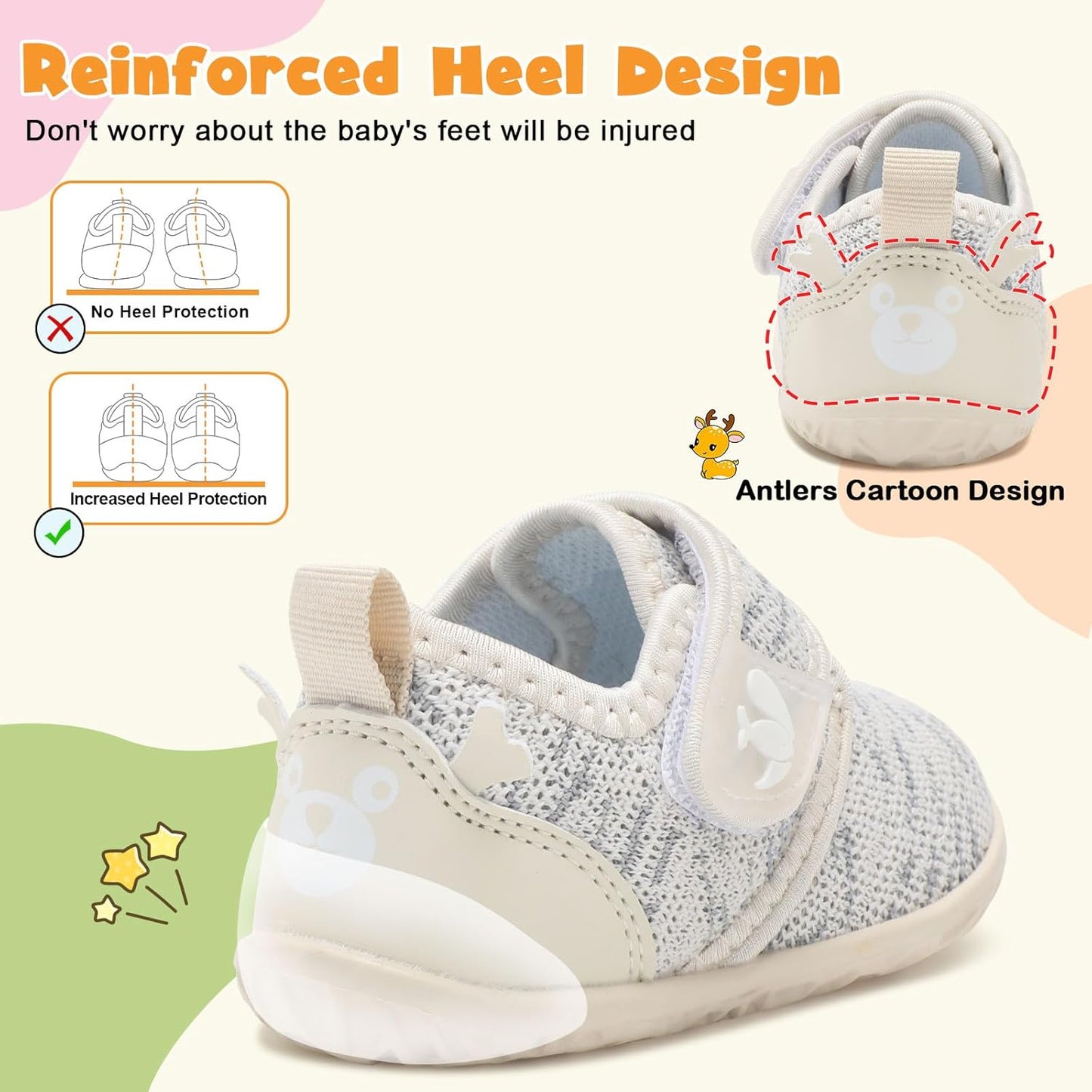 FEETCITY Baby Walking Shoes Barefoot Baby Shoes Infant Sneakers Newborn Crib Shoe Lightweight Flexible Slip On Shoe