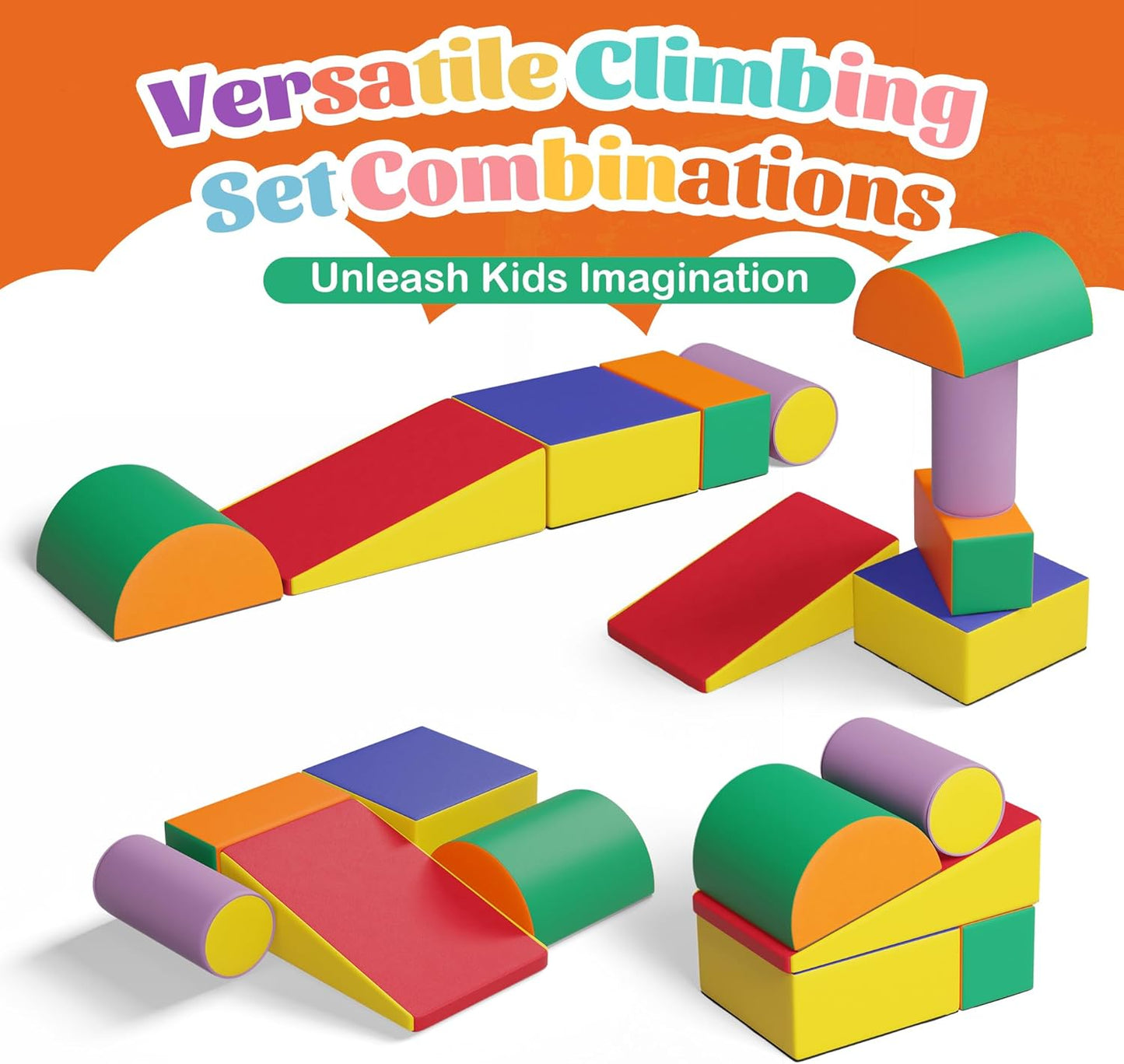 5 Pcs Foam Climbing Blocks for Toddlers, Soft Play Set Climb and Crawl Foam Activity Playset Gym Equipment for Playroom, Daycare, Kindergarten,Multicolored