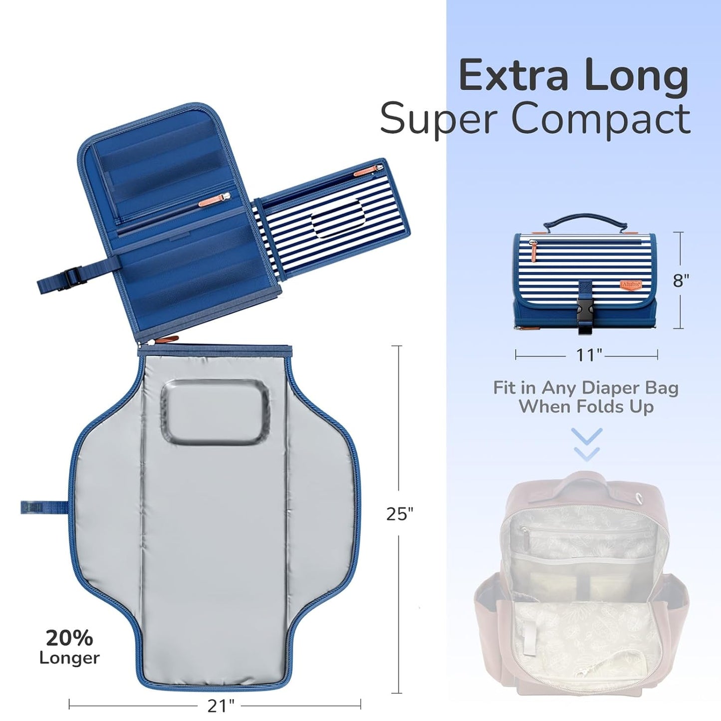 Portable Diaper Changing Pad for Baby, Detachable Travel Changing Pad with Baby Wipes Pocket, Gifts for Baby Shower, Newborn Girls and Boys (Navy)