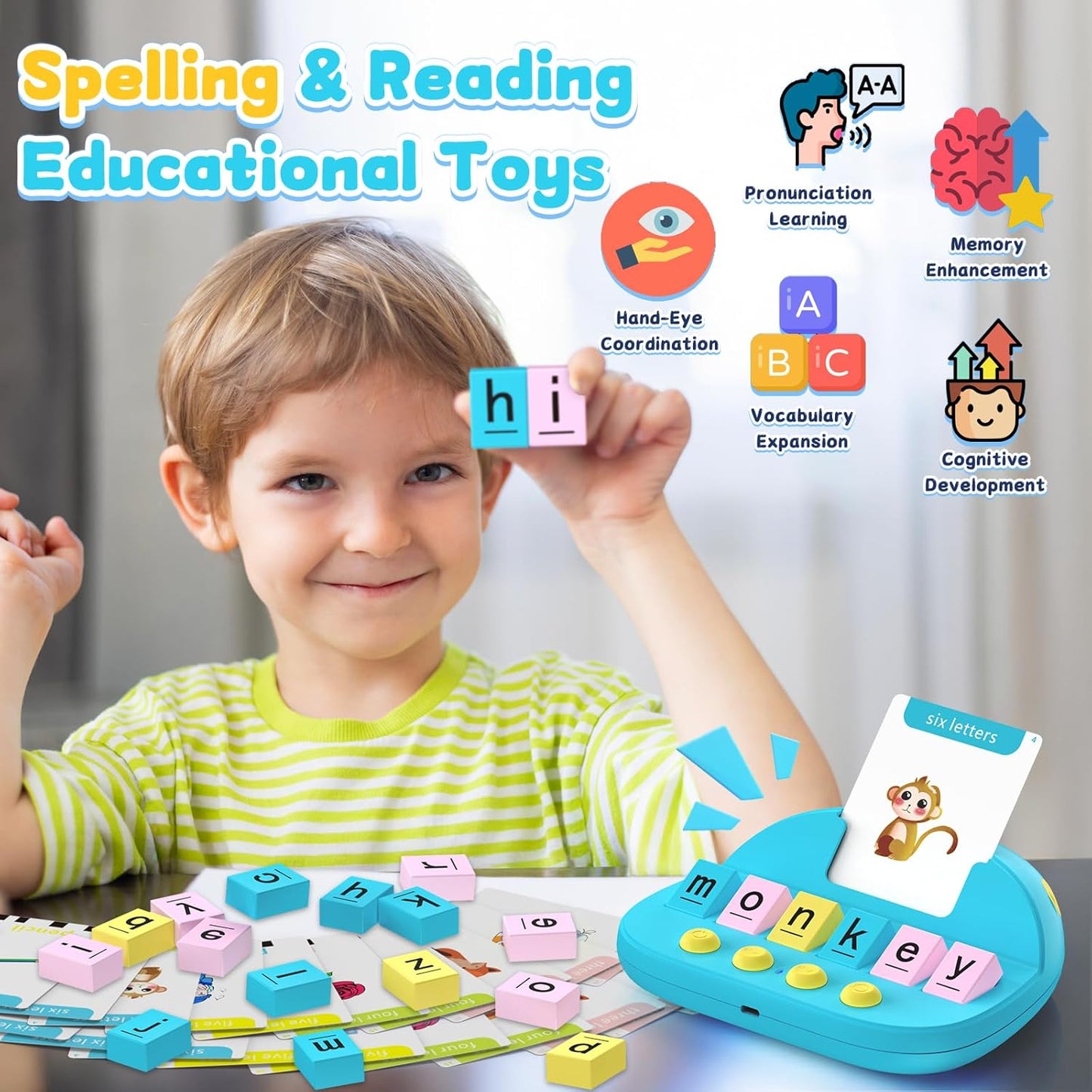 Phonics Flash Cards for Toddlers, Matching Letter Game Learning Toys for Kid, Autism Speech Therapy Materials 322 Sight Words,Boy Girl Birthday