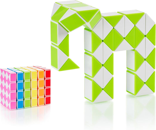 CUBIDI® Magic Snake Cube | Fidget Snake Toy for Kids | Travel Toys for Kids Ages 4-8 | Great Gift for Boys and Girls Birthday, Christmas, Stocking Stuffers - 48 Blocks | 0.9 inch x 0.7 inch | Green