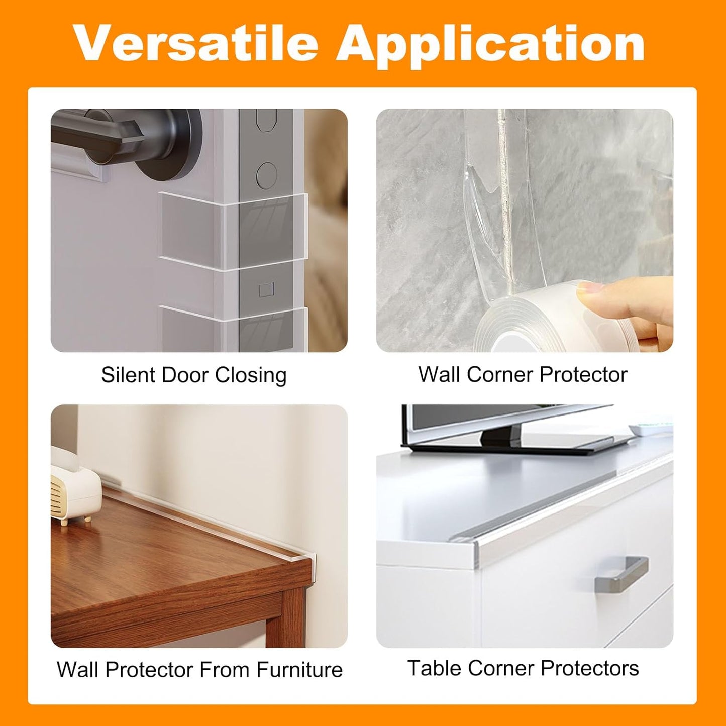 1.57 in x 6.6 FT,Clear Edge Protector Strip Sharp Edge Wrap Cover Tape,Self Adhesive Protective Bumper Guards for Cabinet Door Desk Glass Table Bed Furniture, Kitchen Countertop, Waterproof