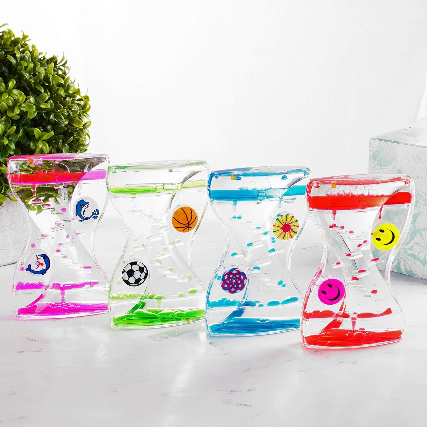 Super Z Outlet Colorful Liquid Motion Bubbler Desk Sensory Toy Timer Floating Zig Zag Rotating Circles for Play, Fidgeting, Captivating Distraction(Sports)