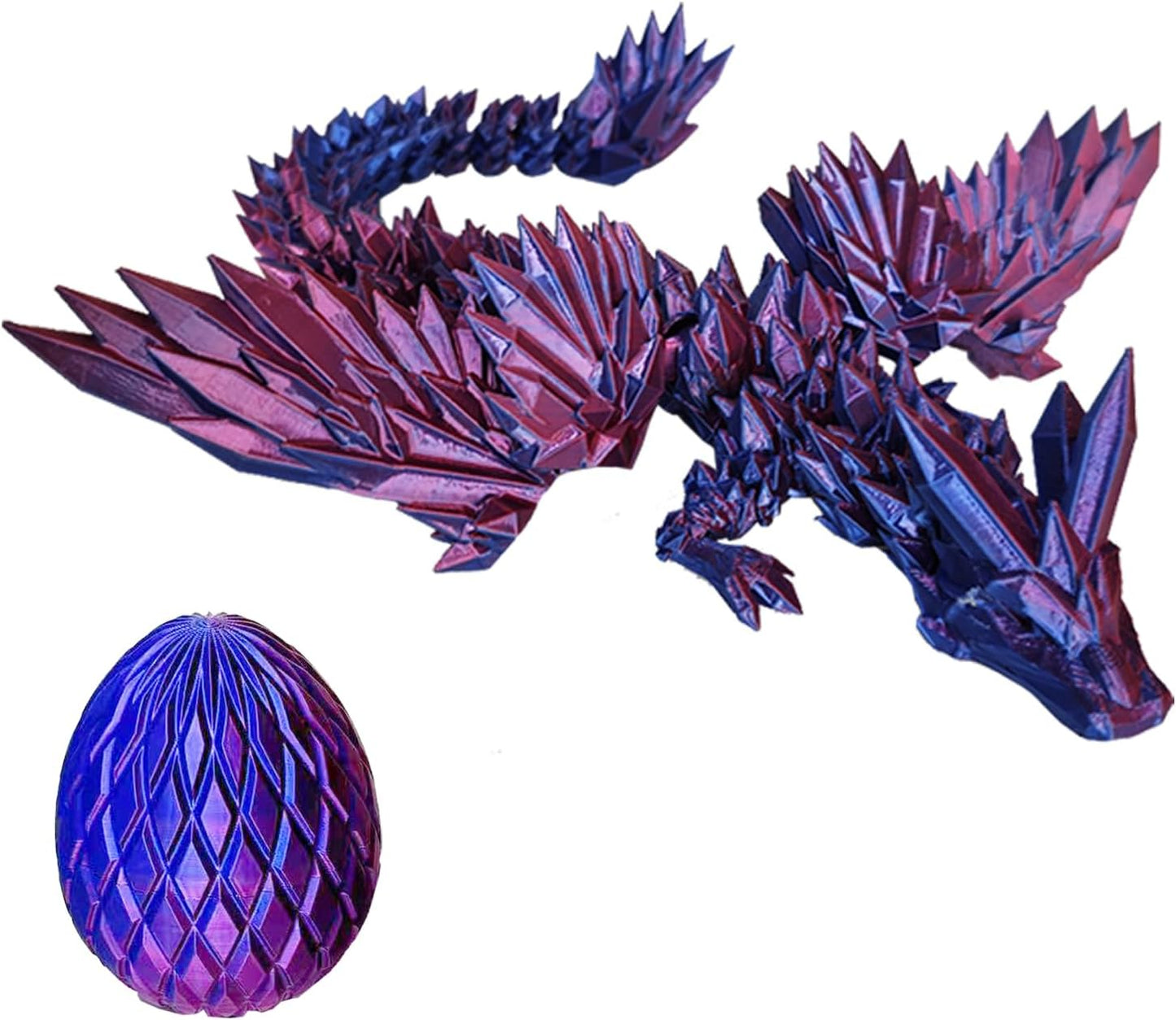 3D Printed Dragon Eggs with Dragon Inside Fidget Toys for Adults, 3D Printed Articulated Dragon, Home Office Decor Executive Desk Toys Posable Flexible Crystal Dragon Toy(F-Purple)