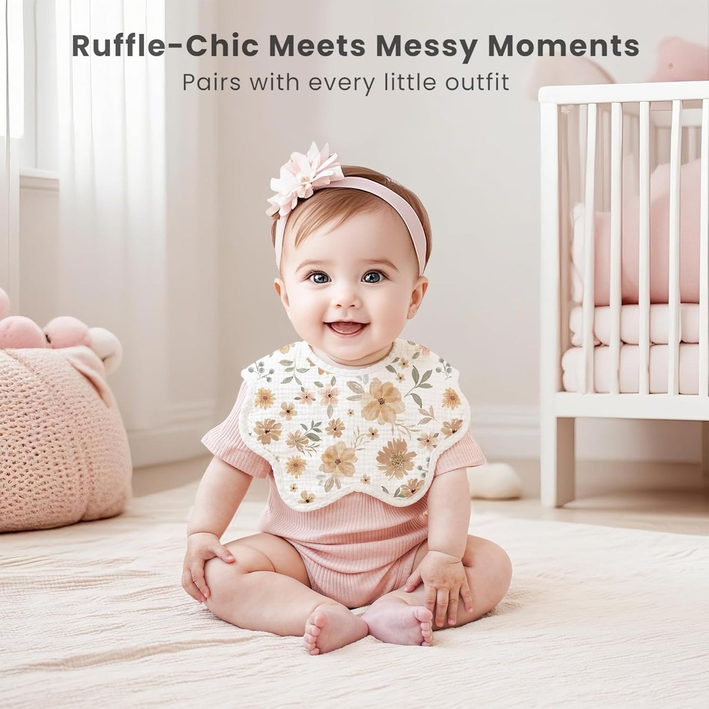 Konssy Muslin Baby Bibs 8 Pack, 100% Cotton Absorbent Bandana Drool Bibs for Teething and Drooling for Unisex Boys and Girls