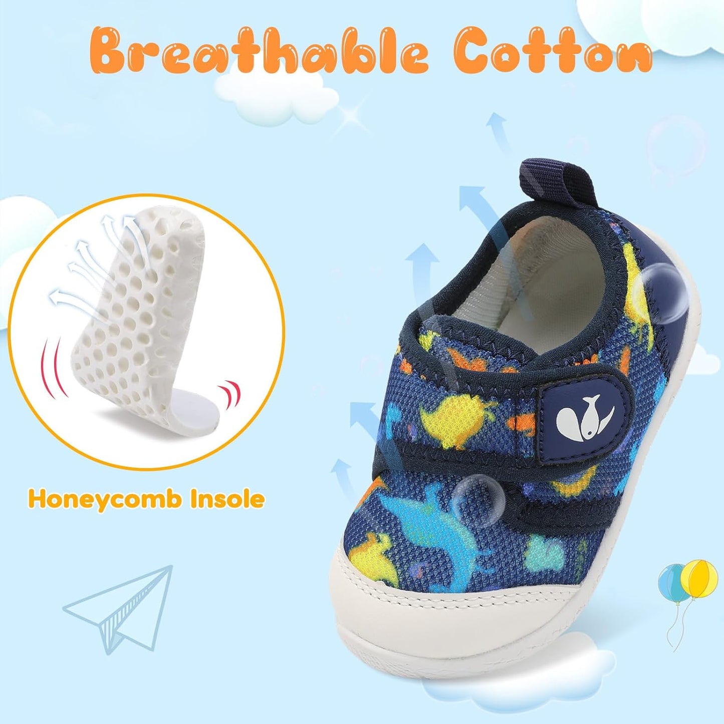 FEETCITY Baby First Walking Shoes Boys Girls Infant Sneakers Crib Shoes Breathable Lightweight Slip On Shoes