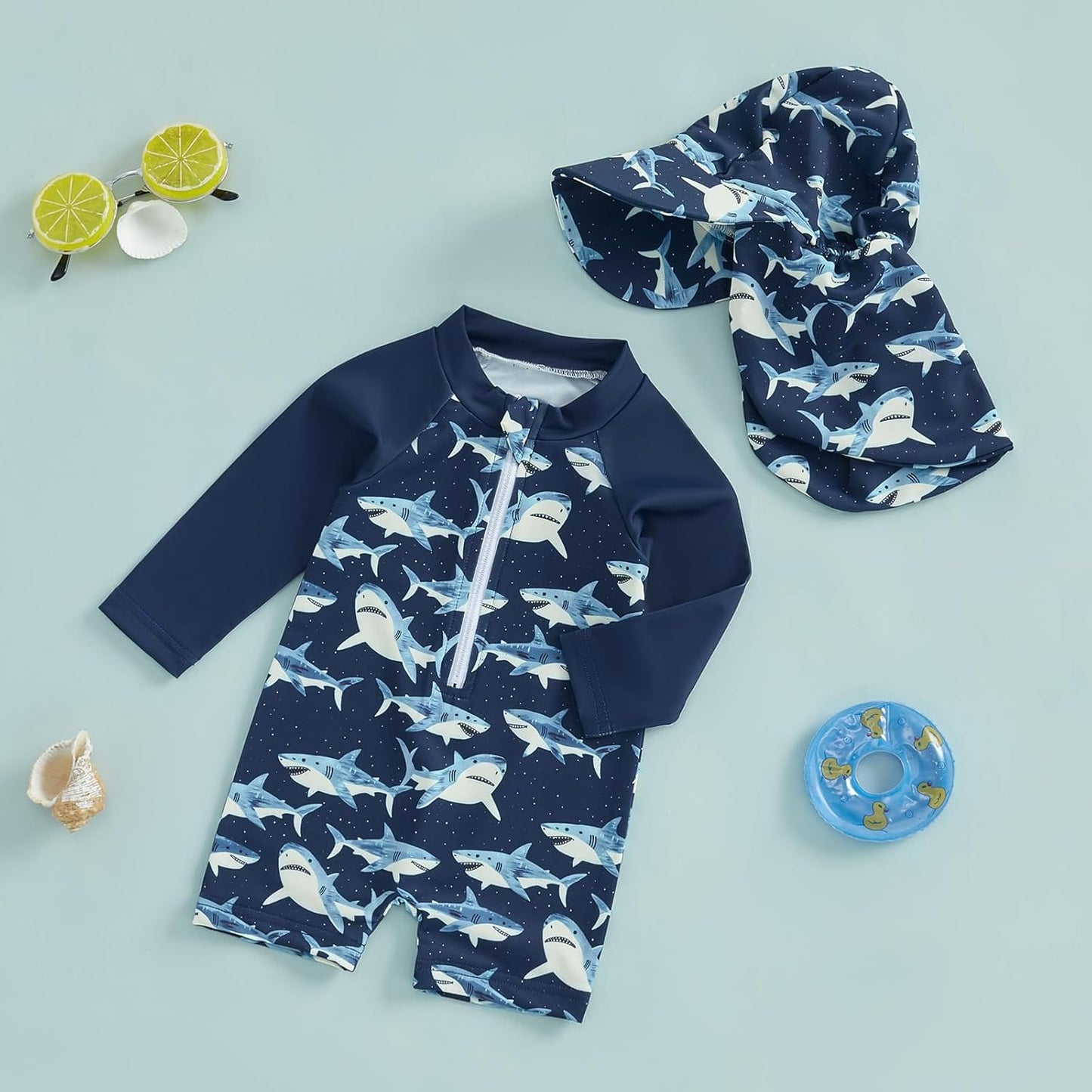 Hnyenmcko Baby/Toddler Boy Rash Guard Swimsuit Long Sleeve One Piece Zipper Swimwear Sunsuit Infant Bathing Suit Beachwear