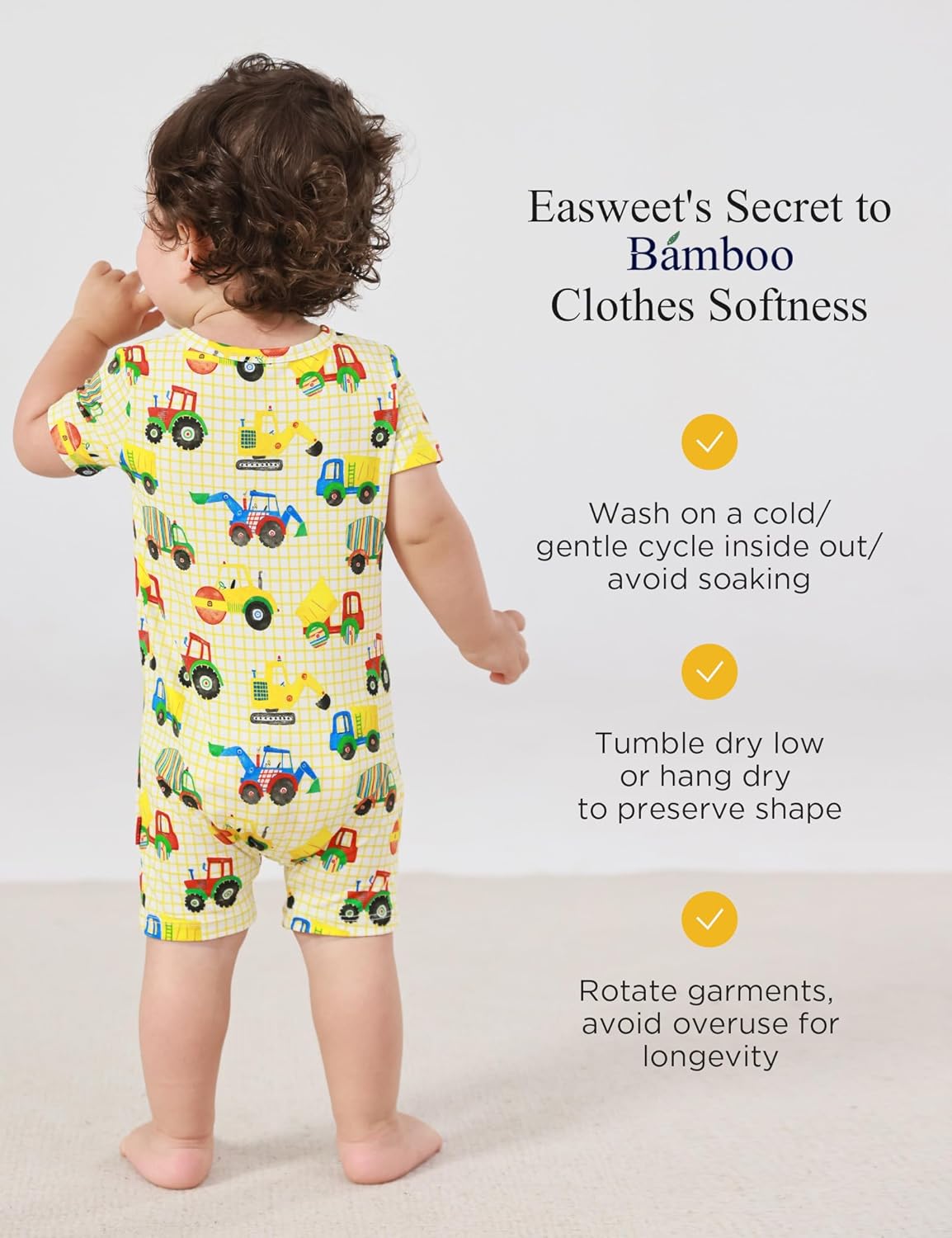 Baby Boys Bamboo Viscose Short Sleeve Romper Soft Comfy Infant Summer Jumpsuit