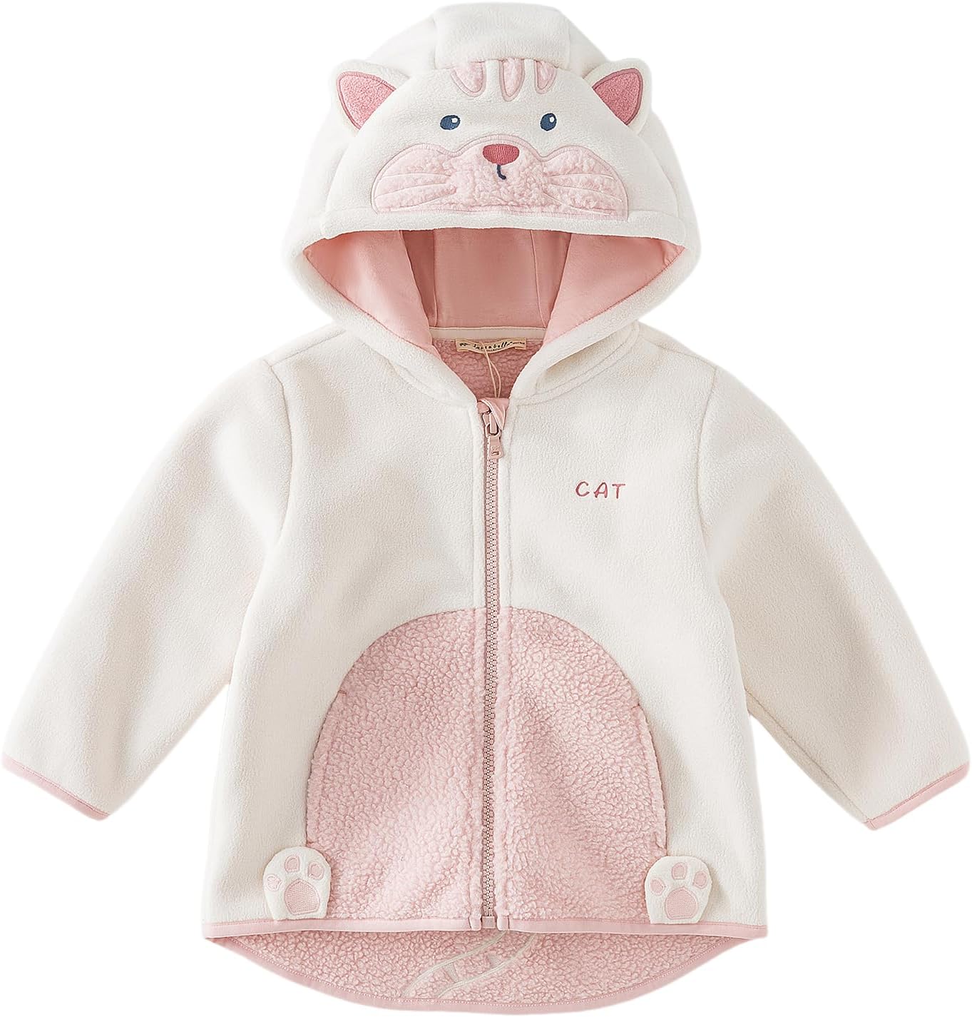 DAVE&BELLA Toddler Fleece Jacket, Baby Boys Girls Animal-shaped Hooded Zipper Long Sleeve Warm Spring Autumn Outerwear Coat