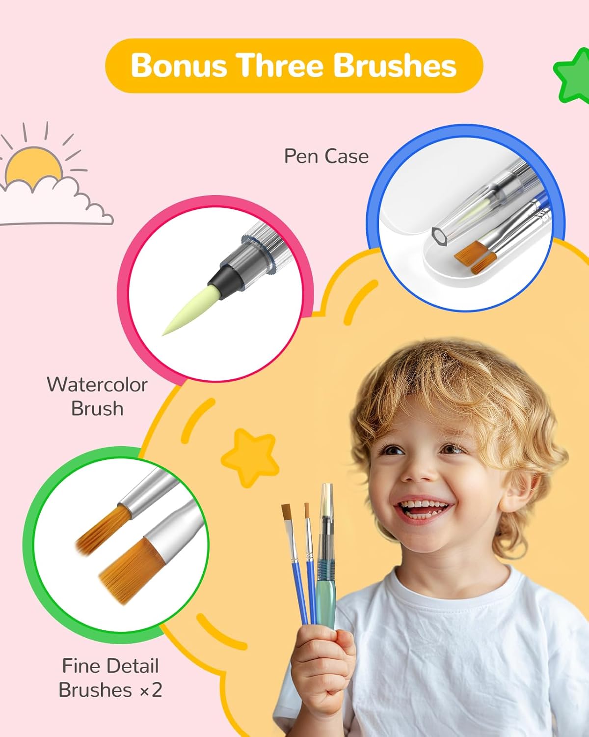 TECJOE Paint with Water Coloring Books for Toddlers, A to Z 26 Pages Animal Watercolor Paint Set with 3 Brushes, Mess Free Painting Activity for Kids Ages 4 5 6 7 8, Christmas Gifts Arts & Crafts Toy