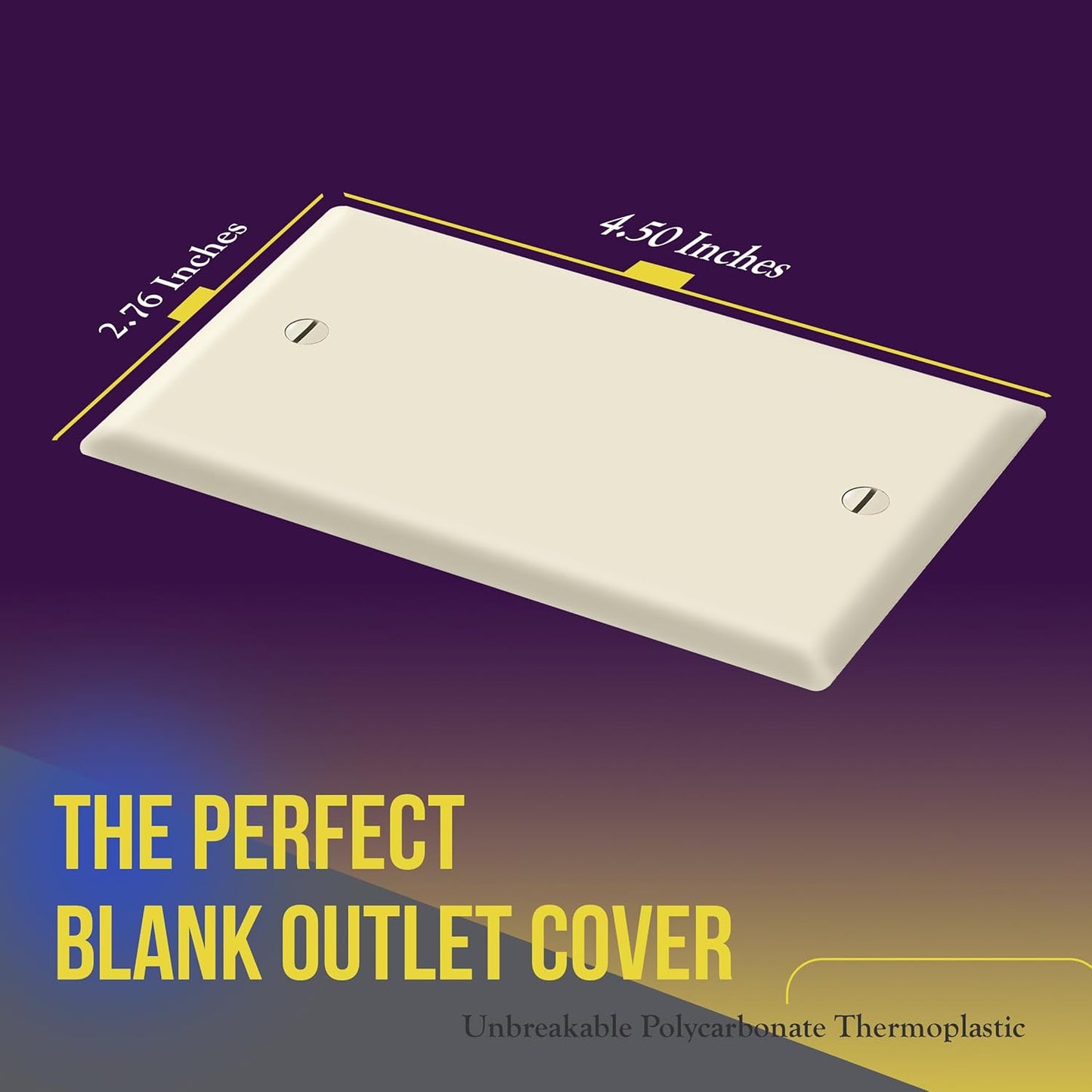 ENERLITES Blank Device Wall Plate, Gloss Finish, Standard Size 1-Gang 4.50" x 2.76", Polycarbonate Thermoplastic, 8801-LA, Light Almond