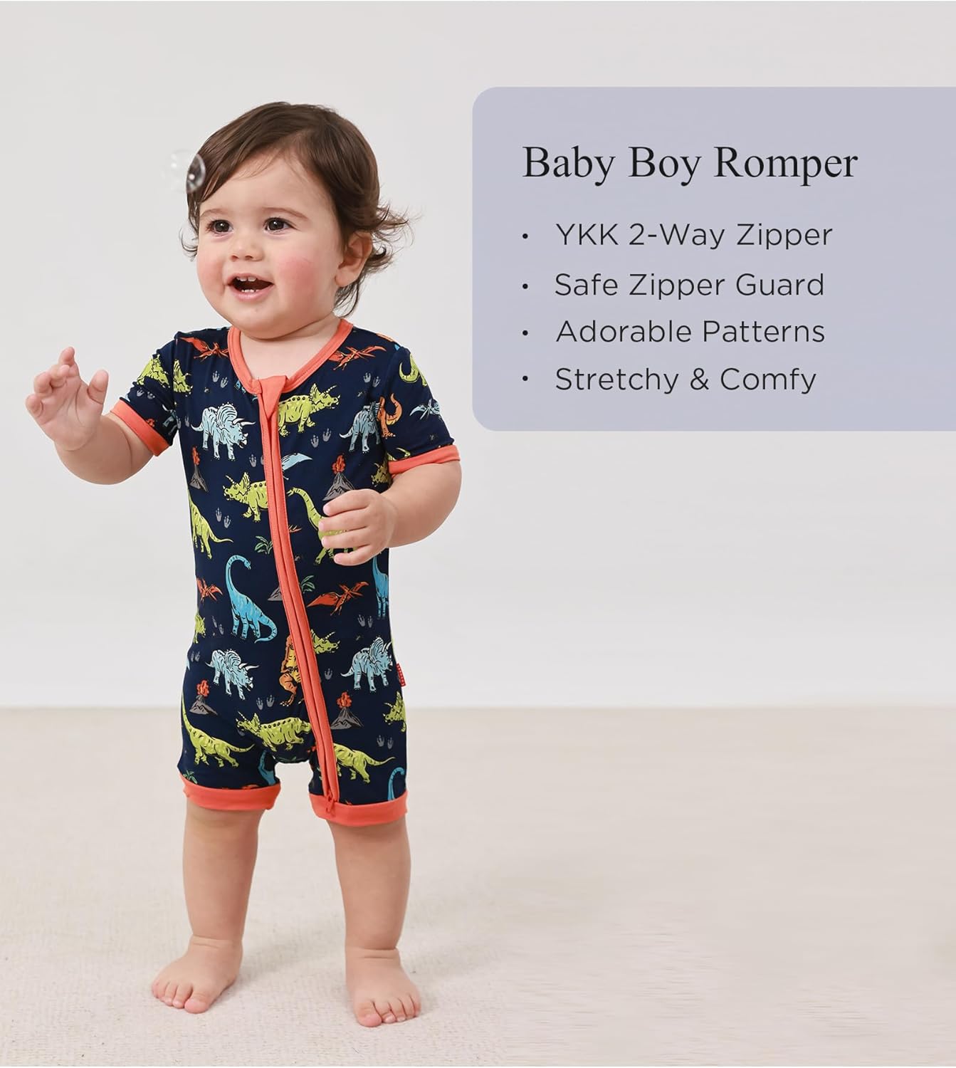 Baby Boys Bamboo Viscose Short Sleeve Romper Soft Comfy Infant Summer Jumpsuit