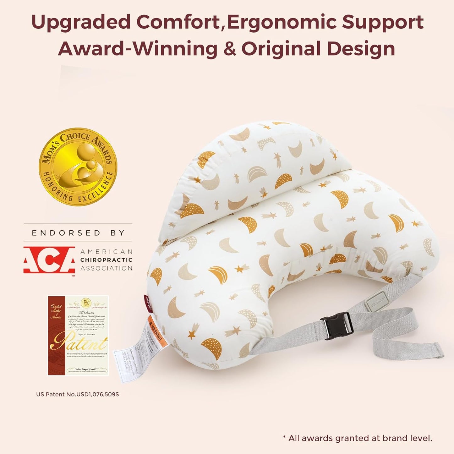 Momcozy Original Nursing Pillow for Breastfeeding-Pioneering Safety Fence- Wider Feeding Pillows for More Support for Mom & Baby- Easier Nursing & Hand Free- Fit for All, Removable Cotton Cover