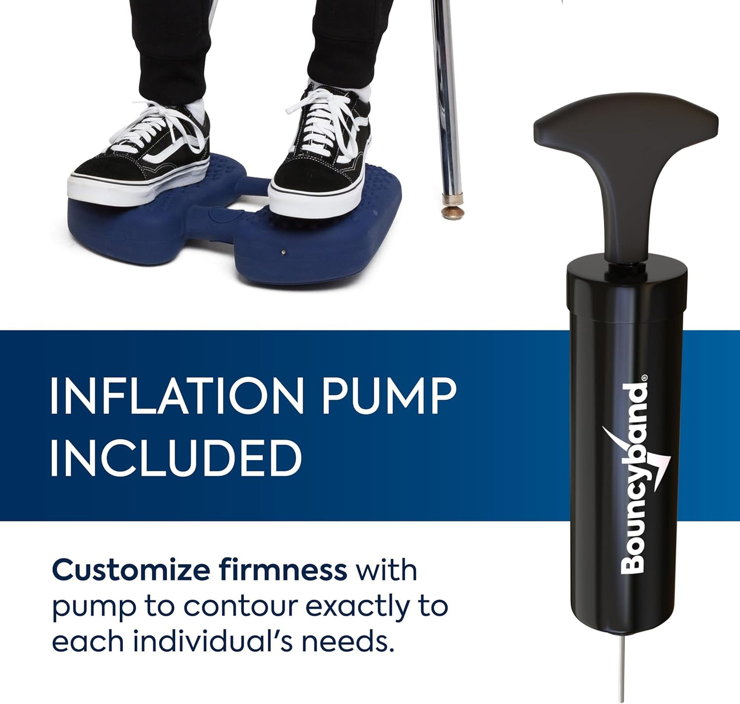 Bouncyband Wiggle Feet, Dark Blue, 6 Pack – Sensory Foot Cushion Quietly Facilitates Movement to Help Improve Concentration - 12” x 9” x 2.5” Sensory Tool, Ideal for The Classroom, Work, or at Home