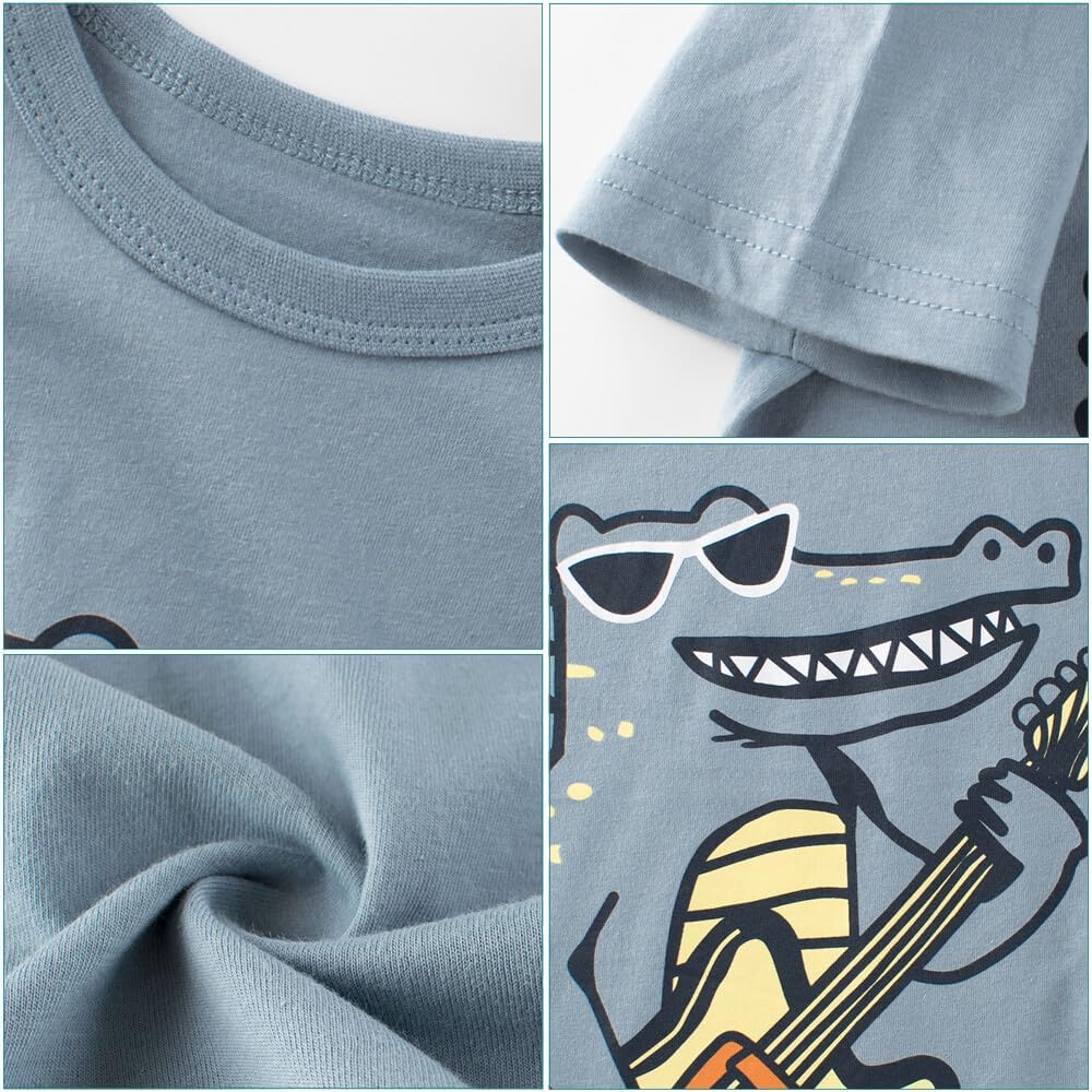 Boys' 4-Pack Excavator Short Sleeve Crewneck T-Shirts Top Tee Size 2-7 Years Toddler Boys' Value Pack Cotton T-Shirt