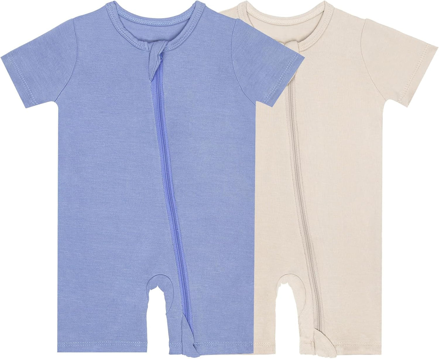 GUISBY Rayon made from bamboo Baby Pajamas Short Sleeve Footless Rompers 2 Way Zipper Sleeper for Baby