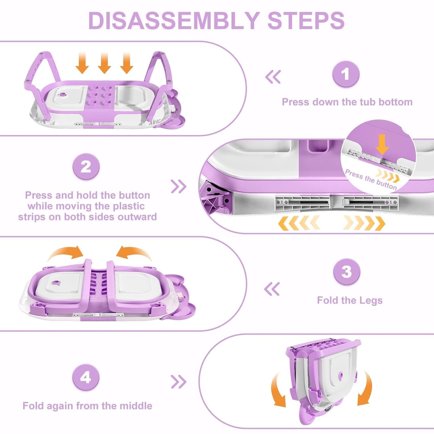 TPN Collapsible Baby Bathtub, Baby Bath Tub with Soft Cushion & Real-Time Thermometer, Baby Bathtub Infant to Toddler Tub (0-36 Months), Portable Newborn Travel Bath tub