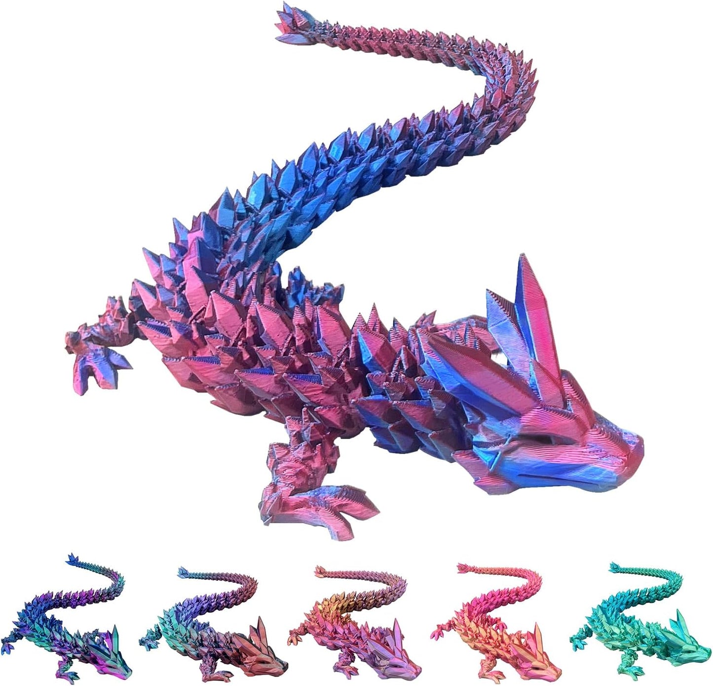 3D Printed Dragon with Dragon Egg 16.5'' Articulated Dragon Crystal Dragon Fidget Dragon Egg Toys Executive Desk Toys (Gold, Dragon & Egg)