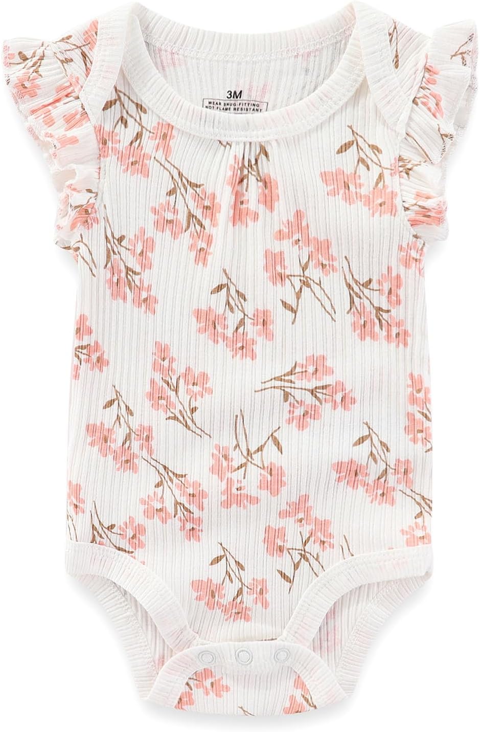 Baby Bodysuit 6 Pack Soft Mixed Ribbed Short Sleeve Romper Infant Boy Girl Clothes Set