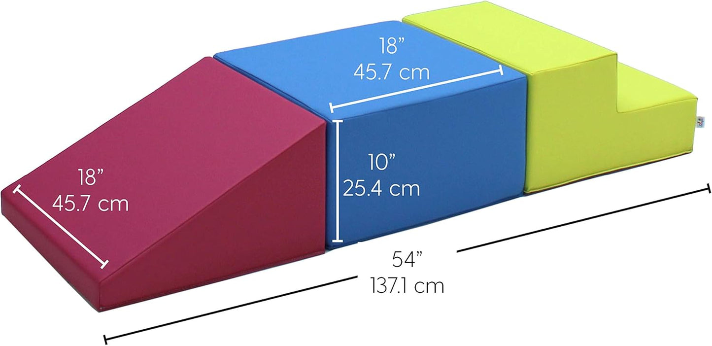 Factory Direct Partners - 11618-LMRS SoftScape Toddler Playtime Climber, Indoor Active Play Structure for Toddlers and Kids, Safe Soft Foam for Crawling and Sliding (3-Piece Set) - Lime/Raspberry