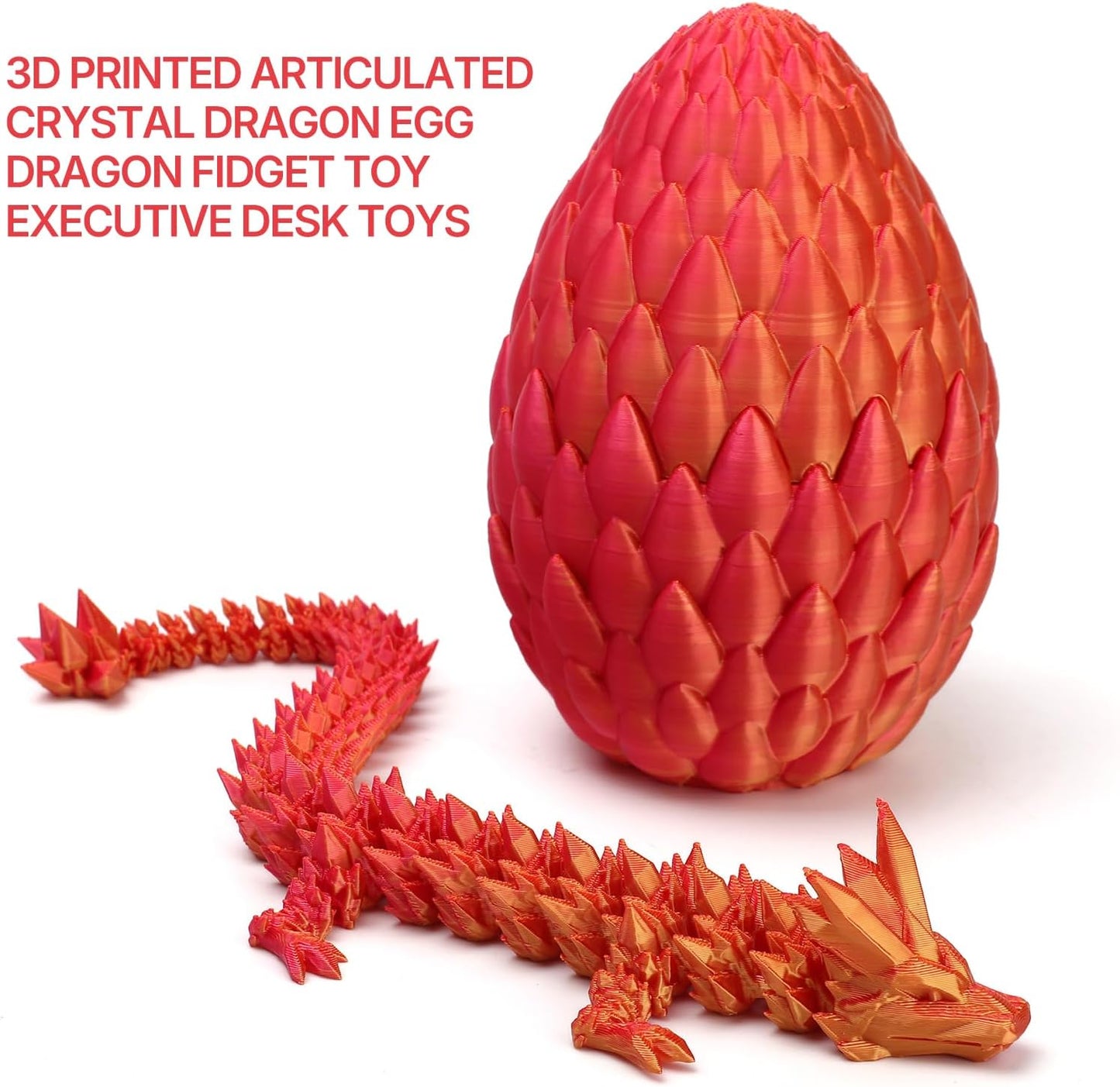 3D Printed Dragon Toy 12" Crystal Dragon Fidget Executive Desk Dragon Egg