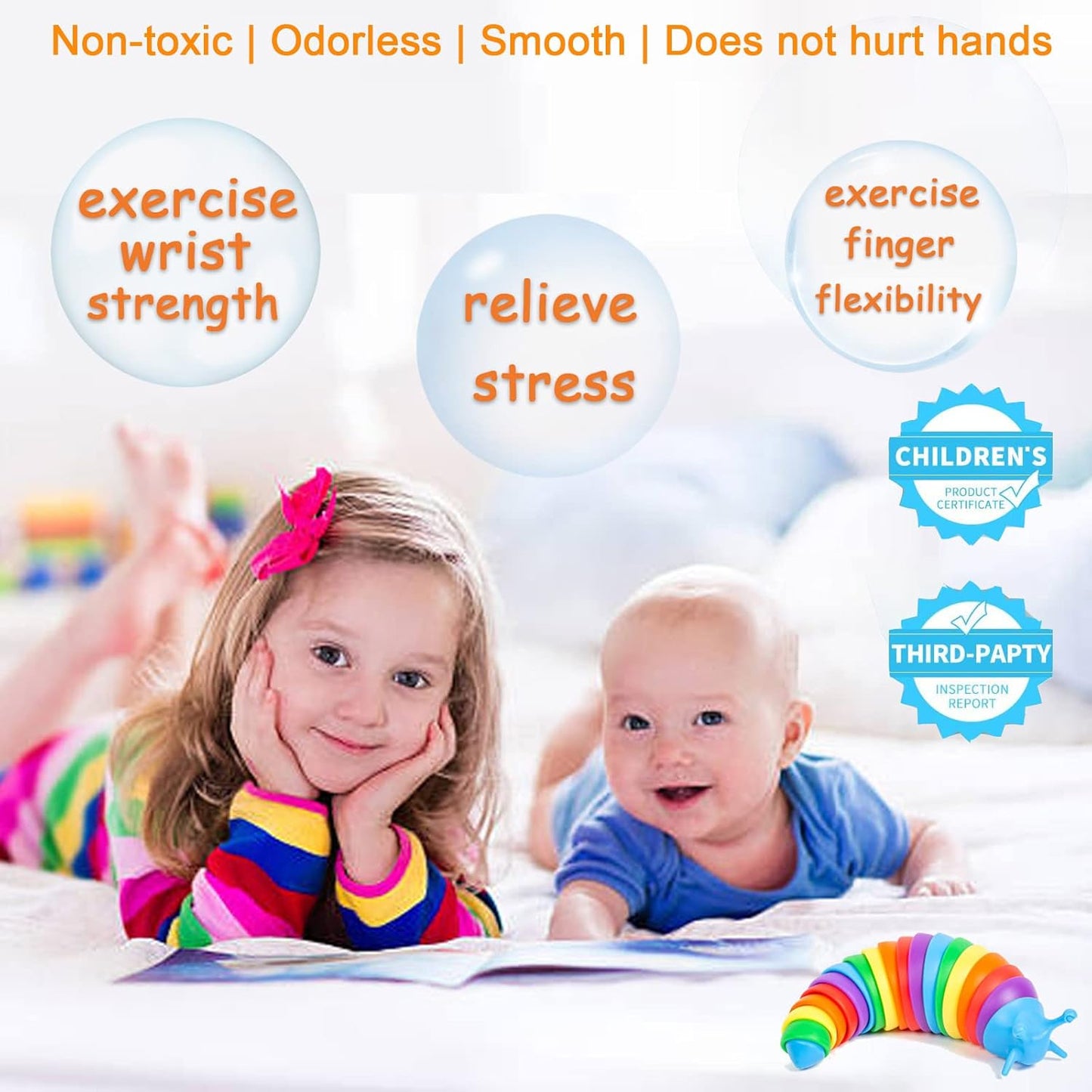 IFiwin Fidget Slug, Sensory Slug Fidget Toys for Autistic Kids & Adults, Autism Sensory Toys, Fidget Stress Toys, Christmas Stocking Stuffers, Birthday Gifts Party Favors