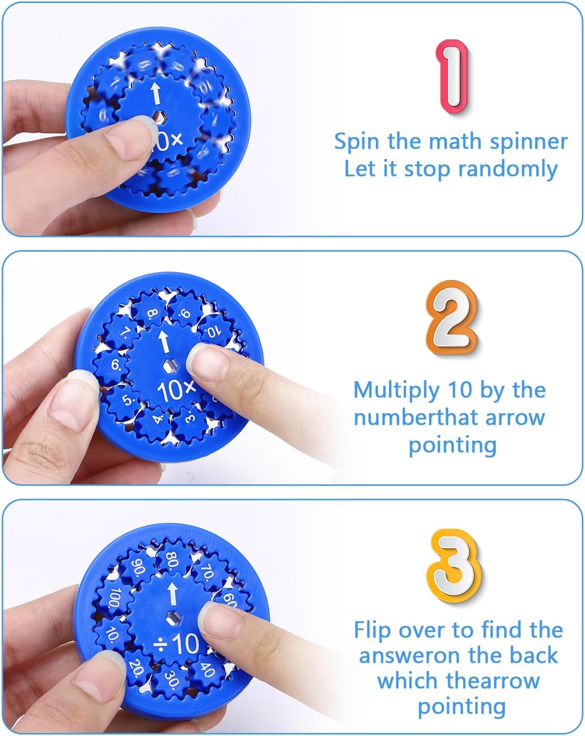 Math Fidget Spinners, Math Fact Fidget Spinners, Fun Early Education Math Fidget Spinner Game, Fidget Learning Game Toy (Multiplication and Division)