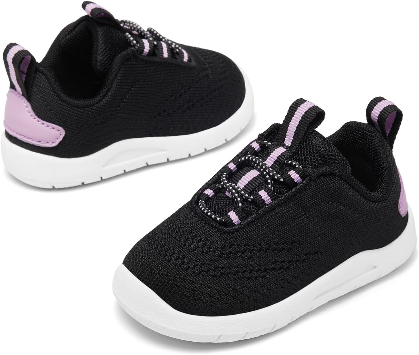 MORENDL Toddler Slip On Sneakers Baby Walking Shoes Non-Slip Breathable Unisex Pink Mesh Lace-Up Athletic Sneakers Infant Running Shoes