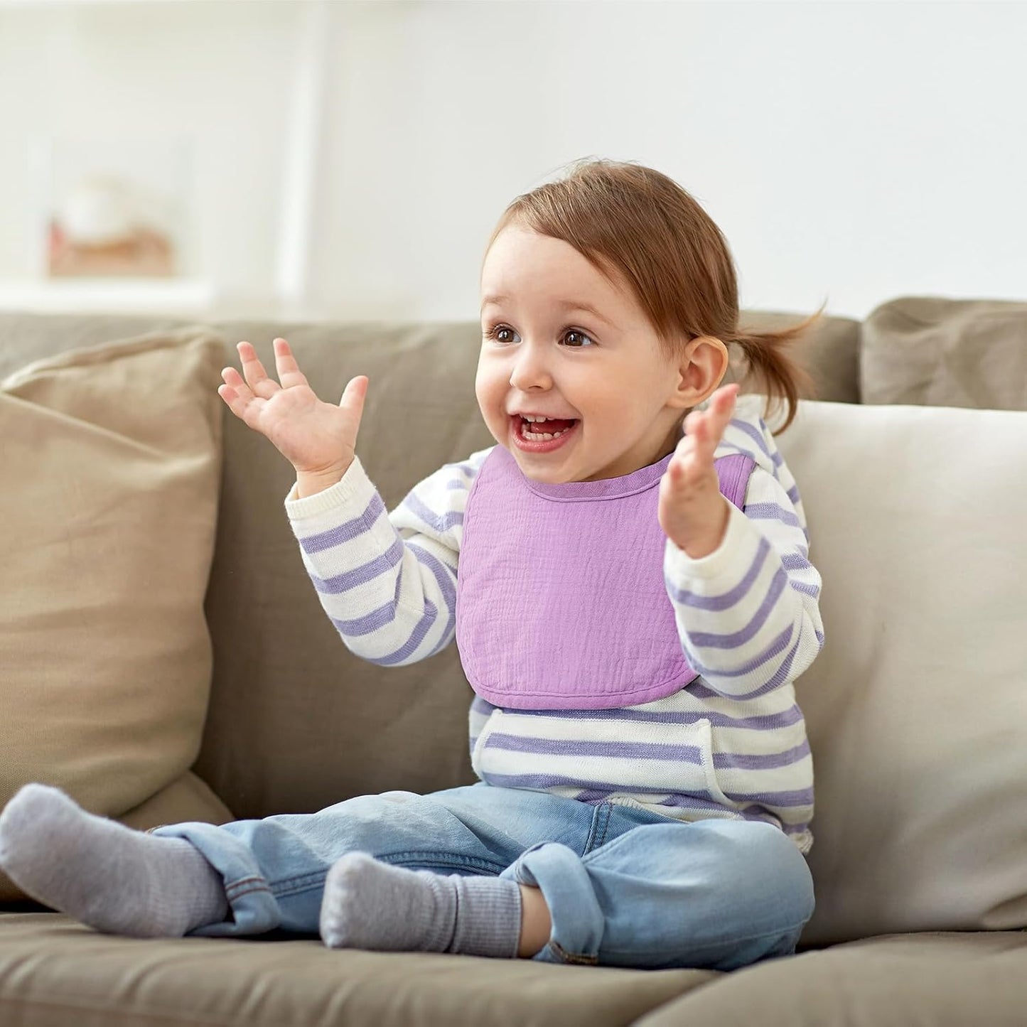 6-Pack Muslin Baby Bibs for Unisex Boys Girls, Cotton Baby Drool Bibs, Drooling and Teething Bibs for Infant