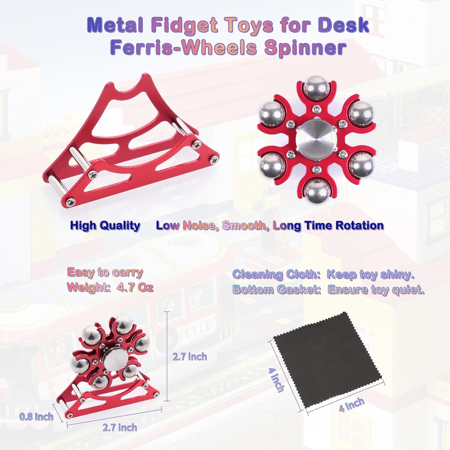 Desk-Fidget-Toys for Ferris-Wheels-Spinner: Metal Kinetic-Spinner 4mins, Cool-Gadgets for Kid Children Teen Adult EDC-Toy, ADHD Tools Cool-Stuff Stress Relief Gift for Office Home School Christmas