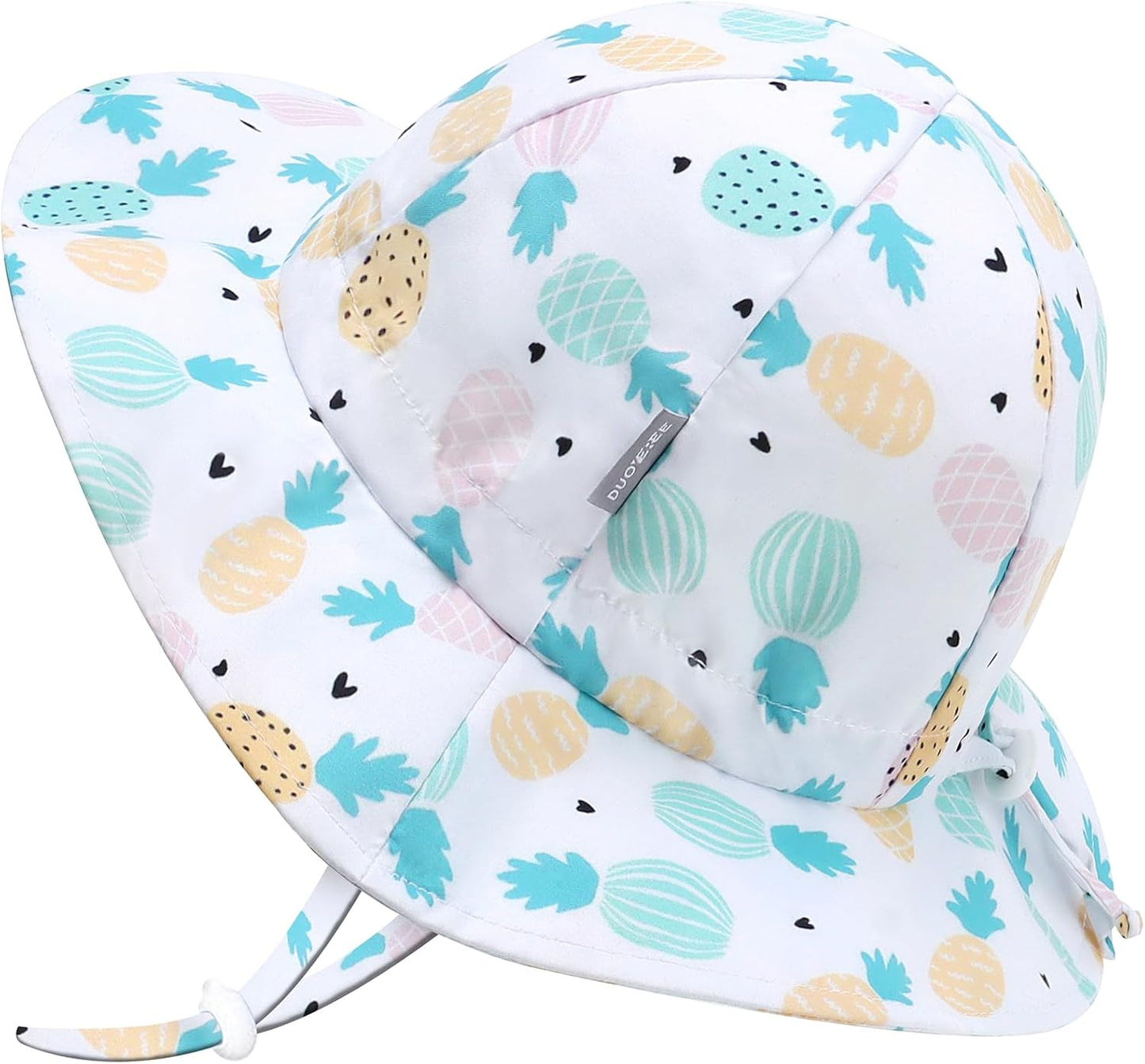 UPF 50+ Baby Bucket Hat - Wide Brim Sun Protection Beach Cap for Girls - Cute & Adjustable Toddler Hat