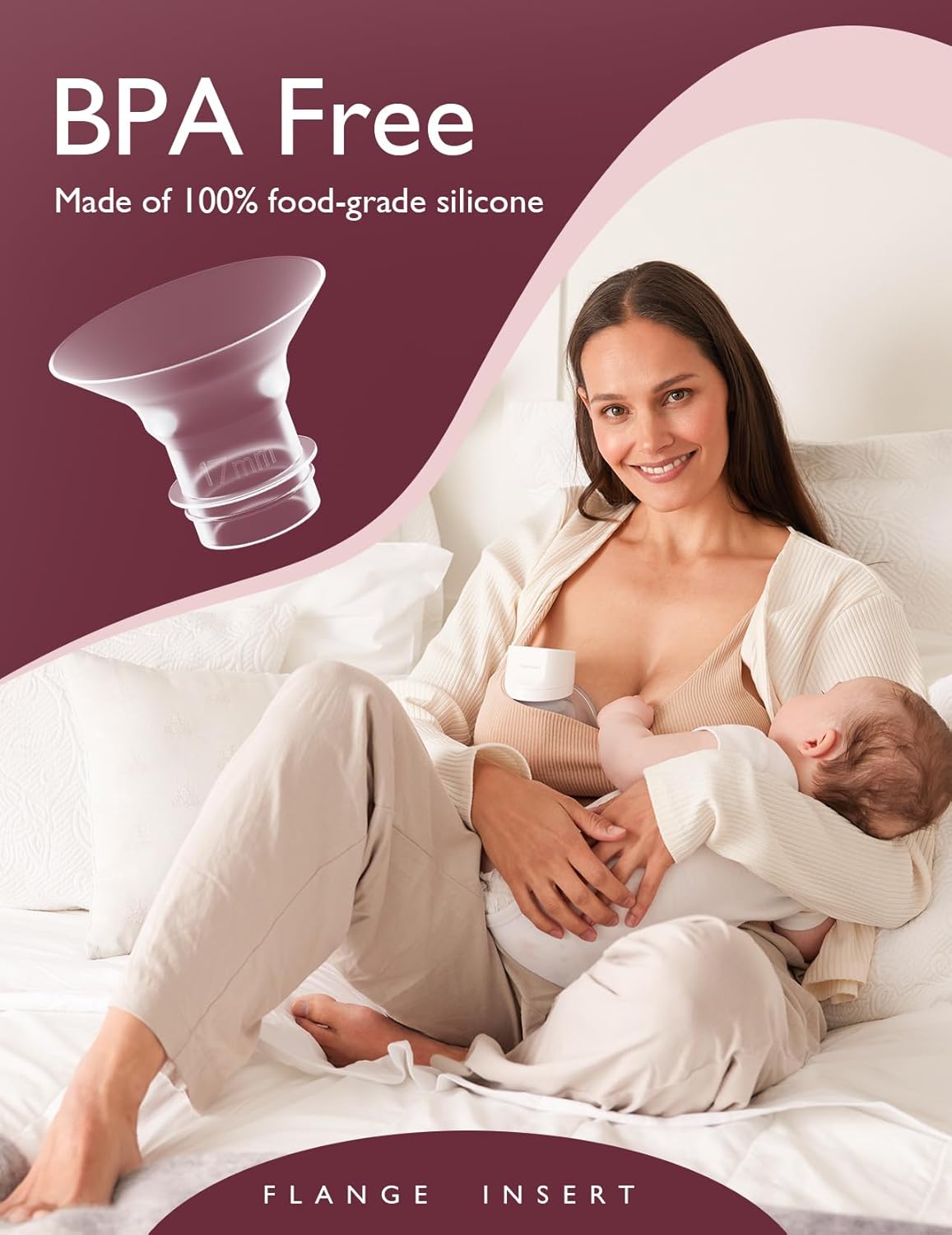 Momcozy Flange Insert 17mm Compatible with 24mm Flange/Shield of Most Pumps, Insert for Breast Pump Replacement Accessories, 4PCS 17mm