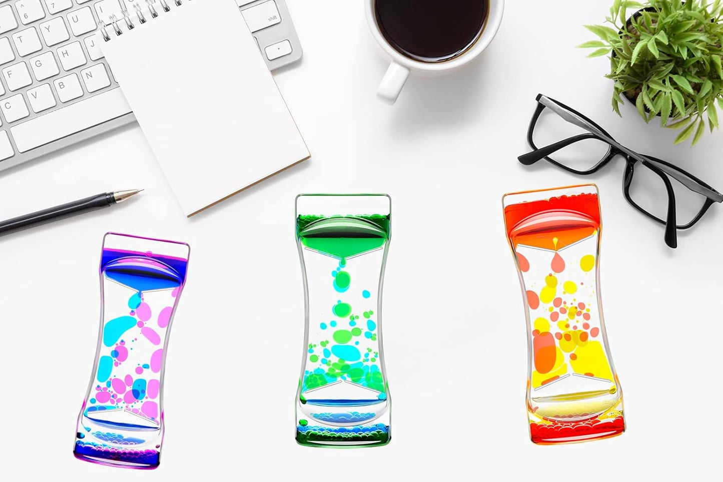 Liquid Motion Bubbler Timer Set of 2 for Sensory Toys, Drop Oil Water Timers for Fidget Toy, Autism Toys, Relaxing Activity, Home Office Desk Toys, Christmas Stocking Filler Gift