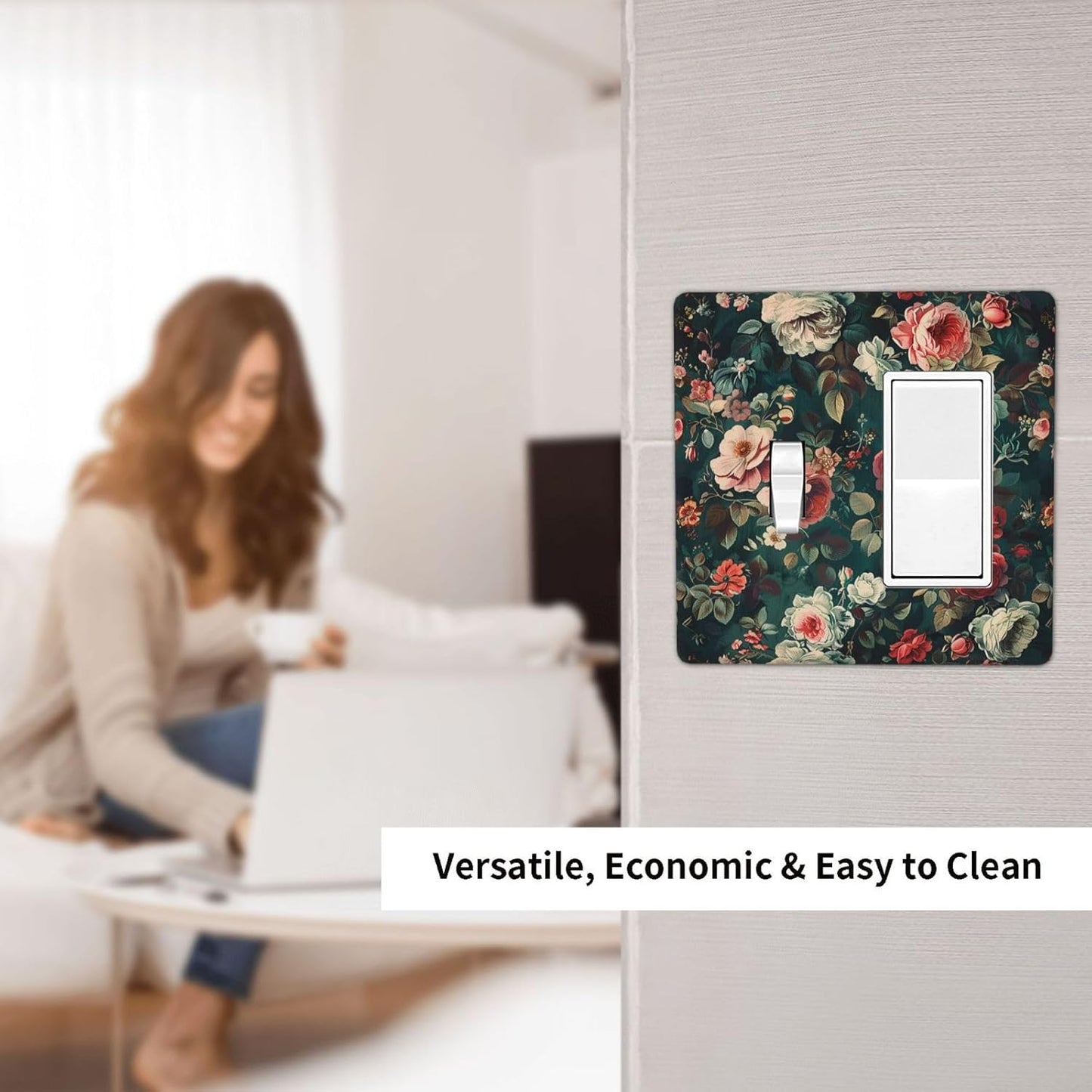 Outlet Covers Baroque Vintage Peony Flower Floral 1 Toggle 1 Rocker Combination Decorative Wall Plate Electrical Switch Plates Light Switch Cover Plate for Bedroom Farmhouse Decor