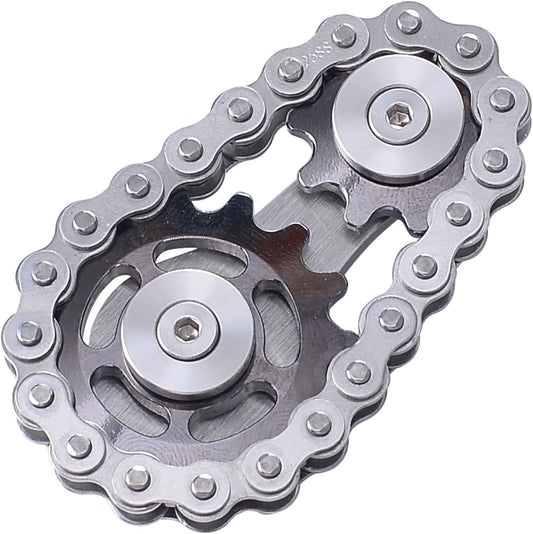 Chain Gear Fidget Spinner, Metal Sprocket Chain Fidget Toy, Stress Anxiety Relief Fidget Toy, Bike Chain Gears Novelty Toy,Metal EDC for Anxiety Relieve Boredom ADHD Autism (Dark Grey)