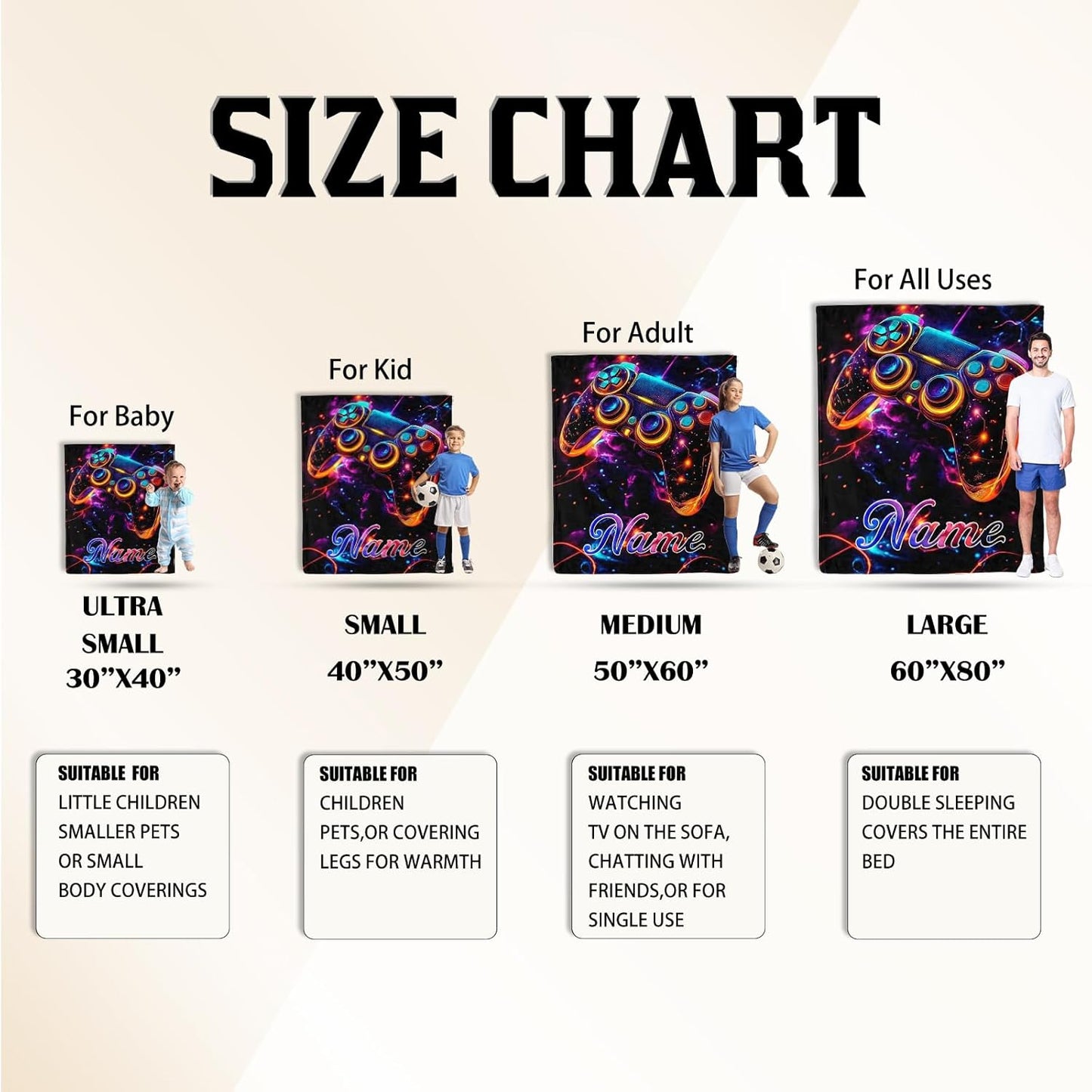 Ship Next Day, Custom Gaming Blanket - Printed in USA, Personalized Game Themed Blanket, Custom Name Blankets, Gift for Gamers Gaming Lover Enthusiasts, Birthdays, Holidays, Soft & Warm Throw