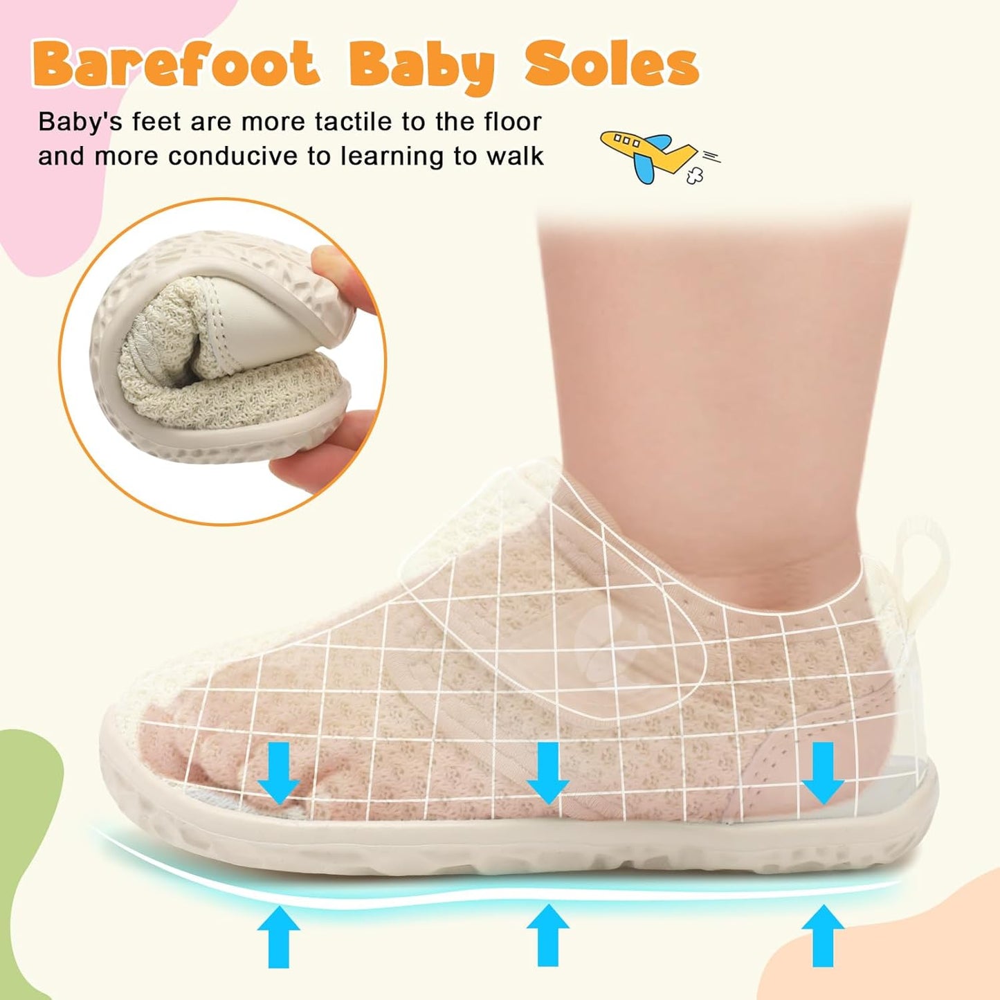 FEETCITY Baby Walking Shoes Barefoot Baby Shoes Infant Sneakers Newborn Crib Shoe Lightweight Flexible Slip On Shoe