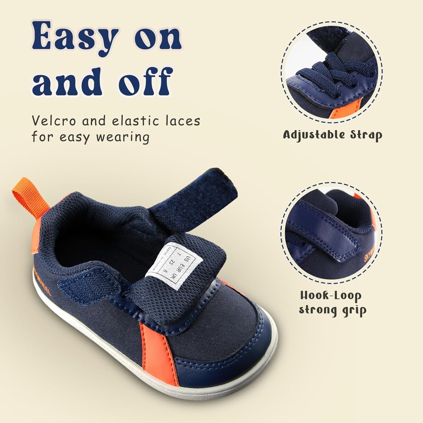 SKYWHEEL Toddler Wide Toe Box Barefoot Shoes Boys Sneakers Kids Tennis Shoes Comfort Lightweight Zero Drop Walking Shoe for Indoor/Outdoor Play