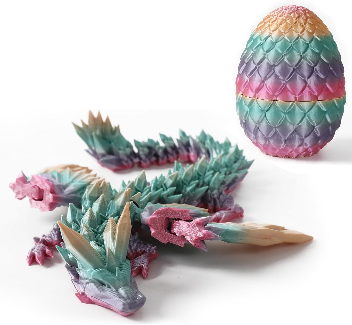 Easter Dragons 3D Printed Dragon Egg with Dragon Inside Crystal Dragon Fidget Toy for Adult Full Articulated Dragon for Home Office Decor