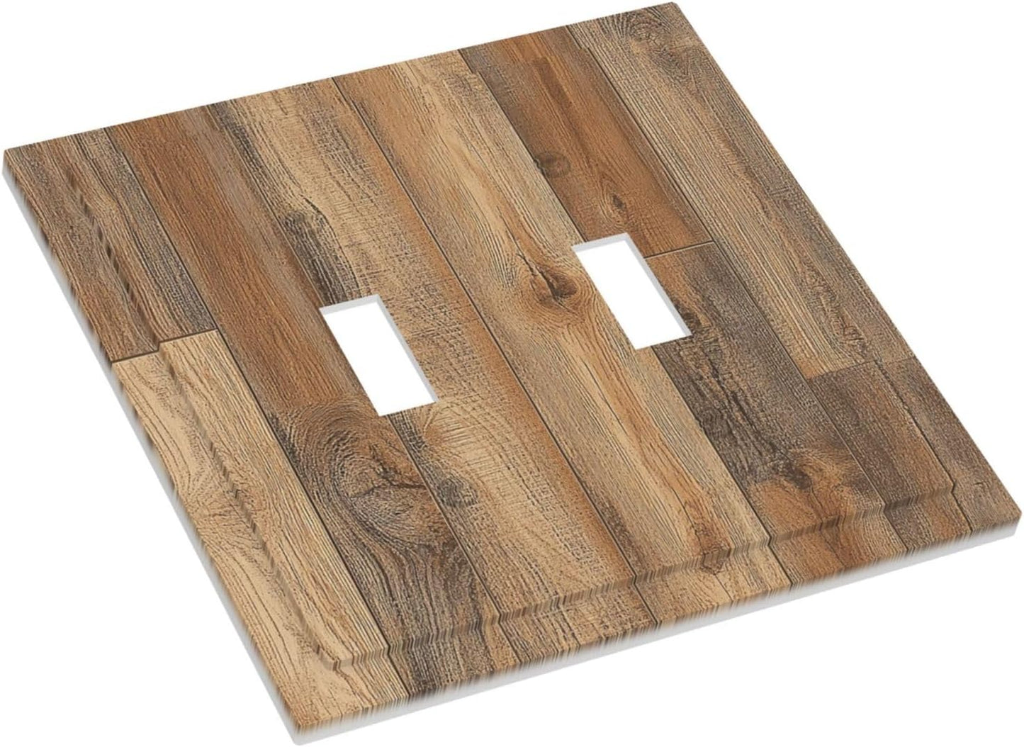 Decorative Switch Plates Retro Rustic Brown Wood Grain 2 Gang Double Toggle Outlet Light Switch Cover Wall Plate Electrical Faceplate For Farmhouse Cabin Decor