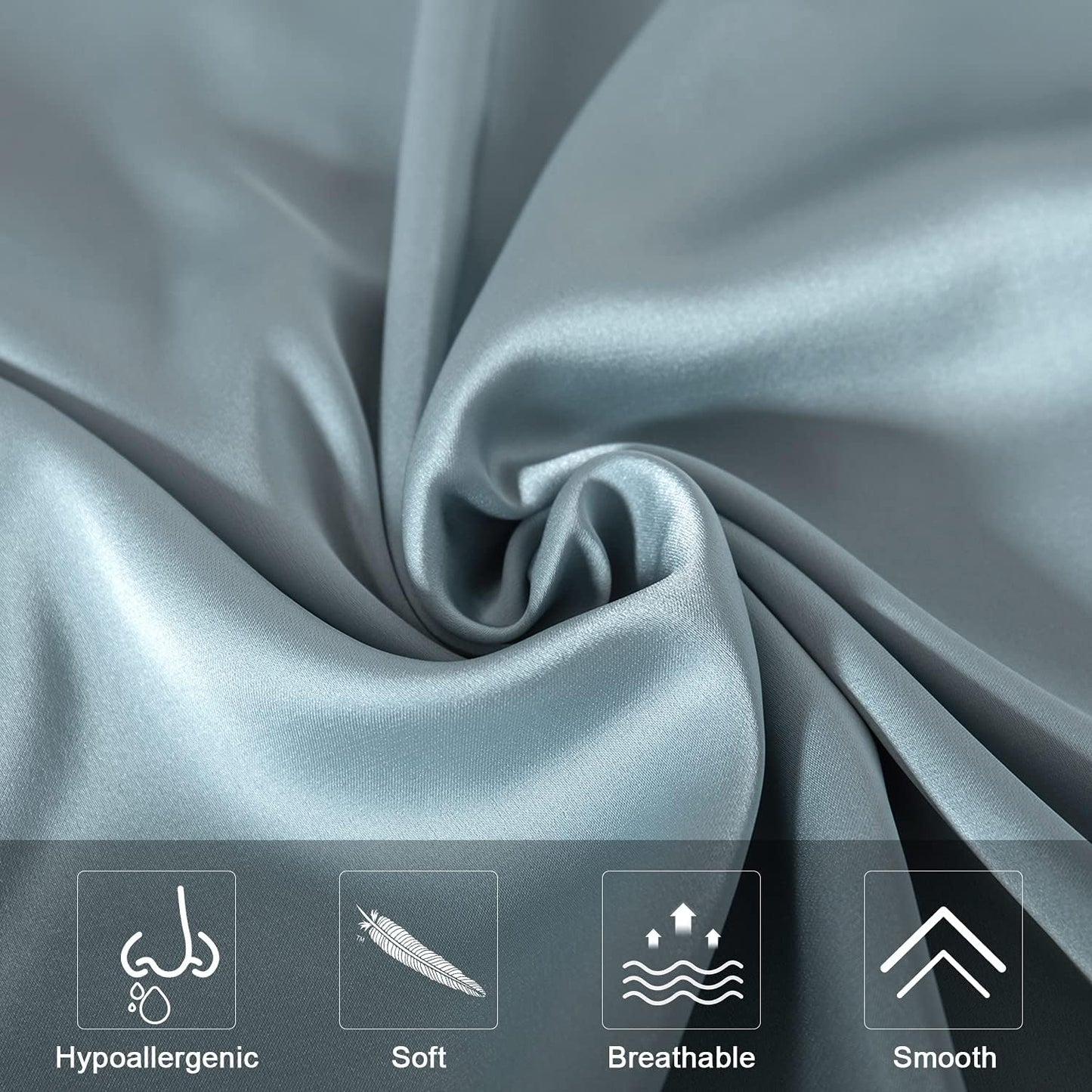 Mulberry Silk Pillowcase for Hair and Skin,Standard Size Cooling Silk Pillow Case with Hidden Zipper,Allergen Proof Dual Sides Soft Breathable Smooth Silk Pillow Cover for Women(Queen,Aqua Blue)